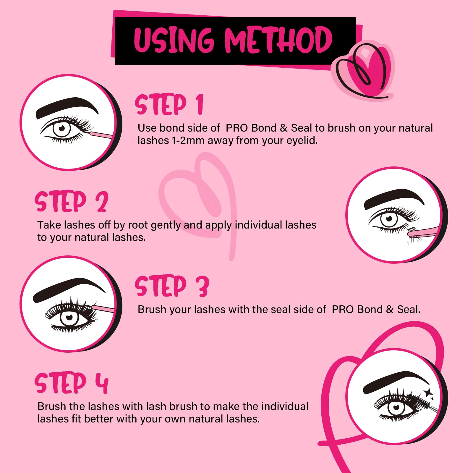 PRO LASHBEAUTY – cils boucles D 9-16mm, variantes de style