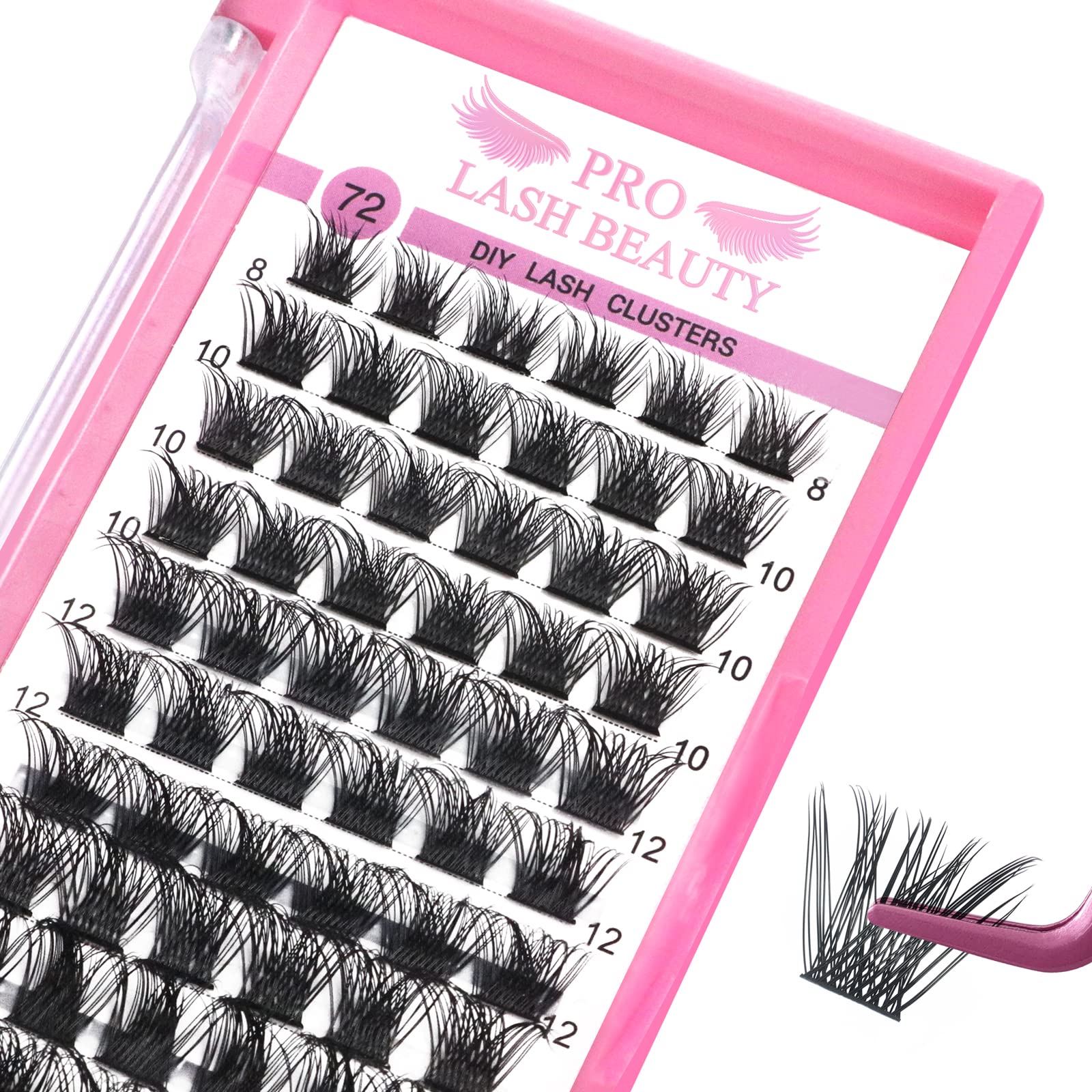 PRO LASHBEAUTY clusters cils 72 pièces, application facile et regard volumineux.