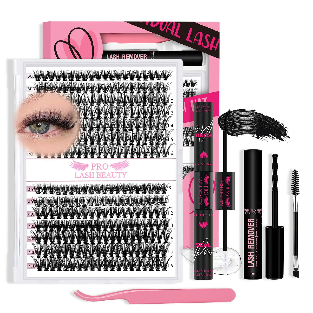PRO LASHBEAUTY – kit cils 280 pièces, permet un look personnalisé facilement