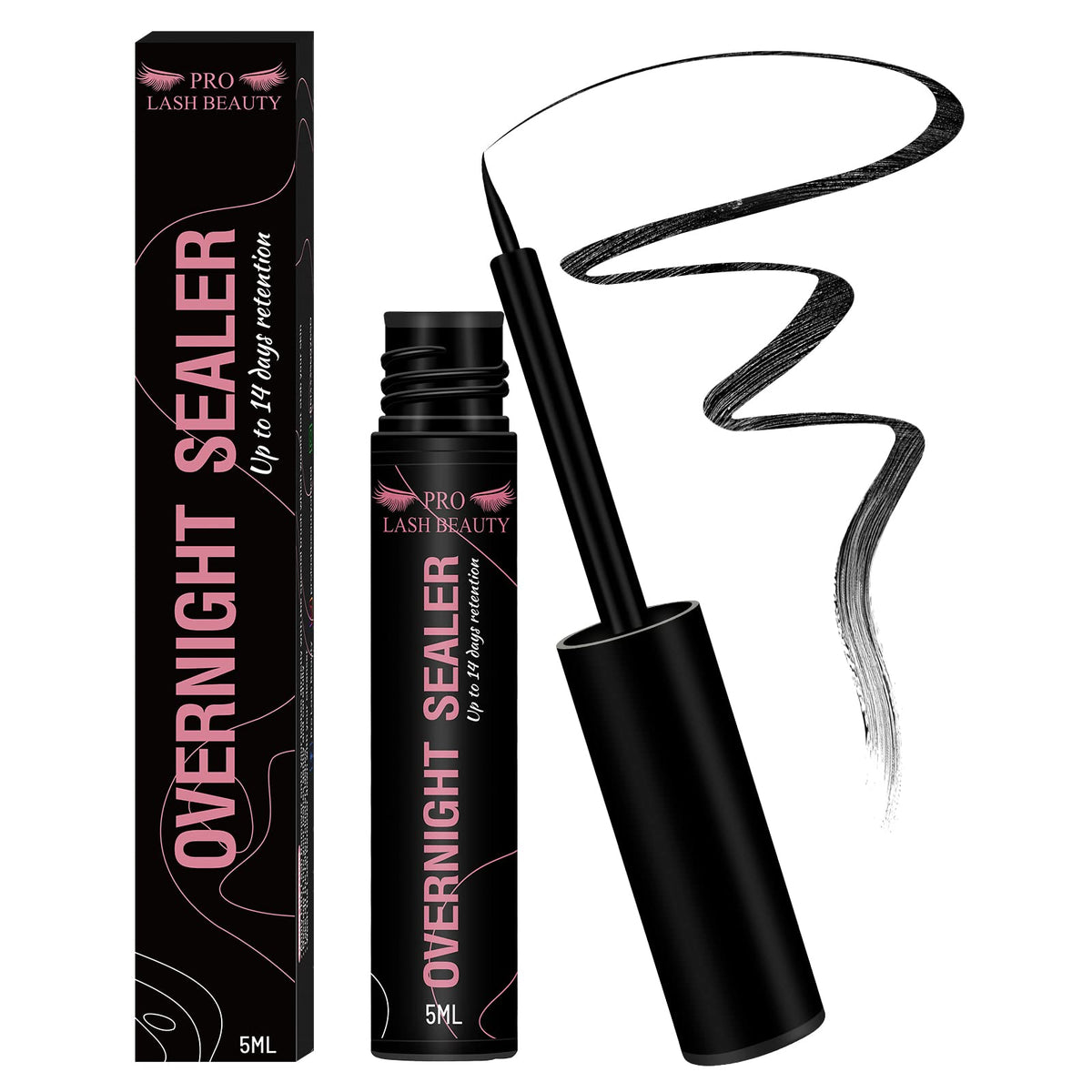 PRO LASHBEAUTY Overnighter: flacon noir prêt à sceller les cils et protéger durablement.