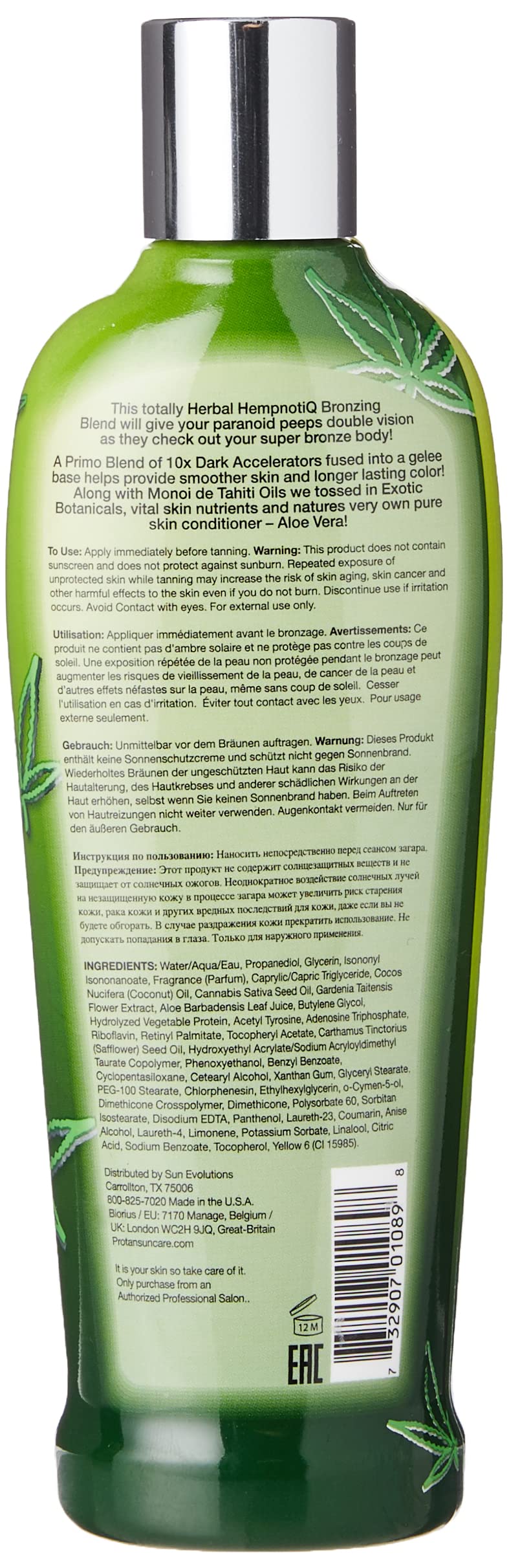 Flacon Pro Tan: texture crème-gelee pour bronzage uniforme et rapide.
