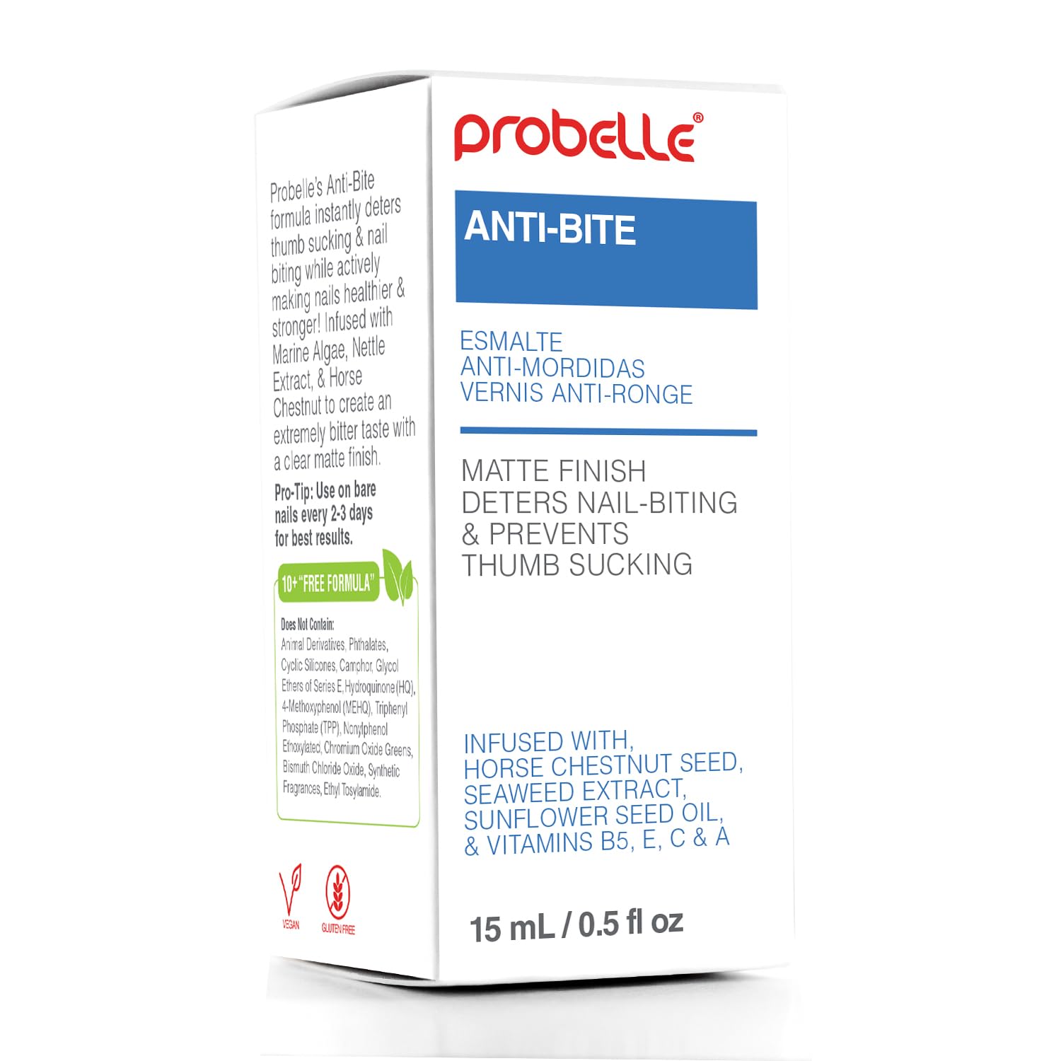 Probelle Anti-Bite before and after nails illustrating habit deterrence.