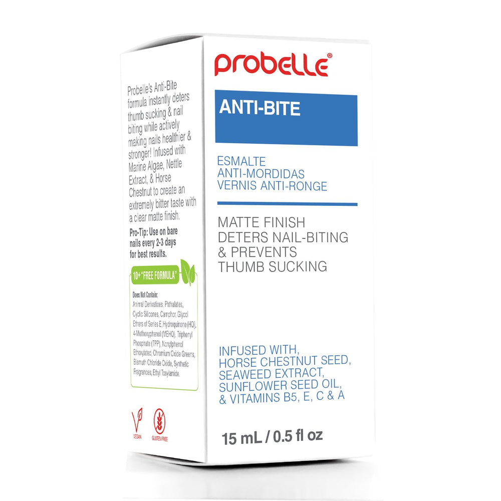 Probelle Anti-Bite before and after nails illustrating habit deterrence.