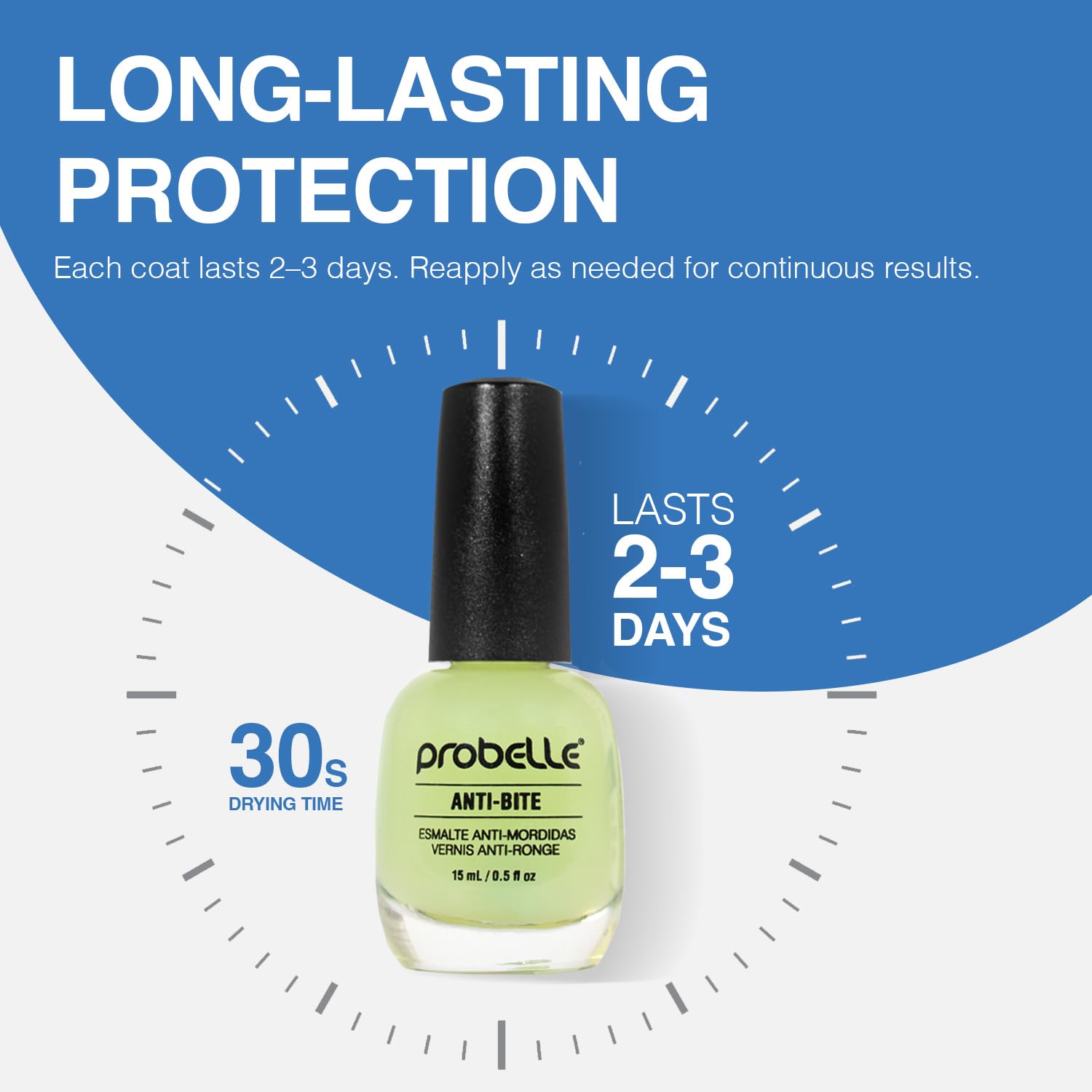 Probelle Anti-Bite brush applying a thin layer on nails for easy daily use.