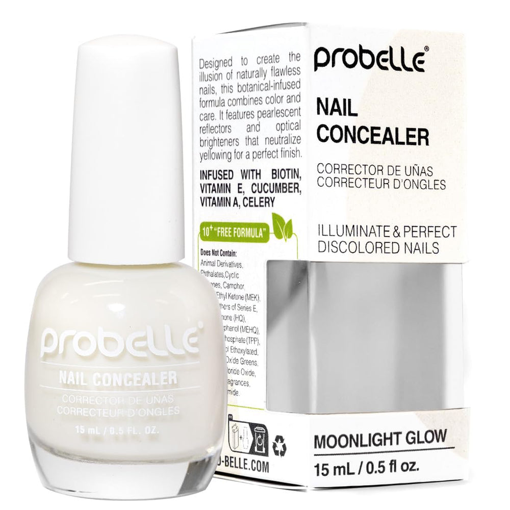 Probelle, bouteille de correcteur d’ongles éclairant pour un éclat homogène.
