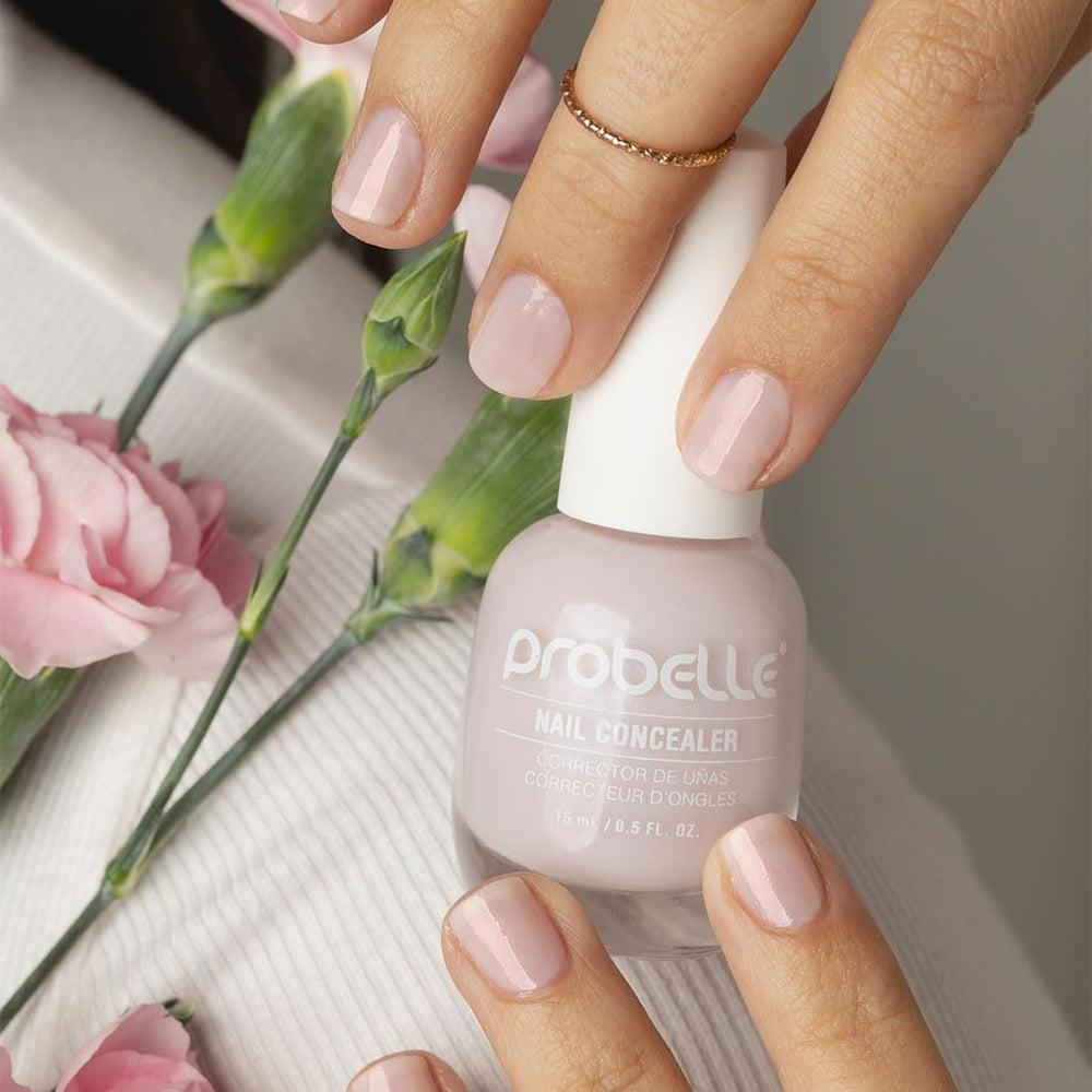 Échantillon de teinte lilas Probelle concealer-ongles pour une couleur subtile.