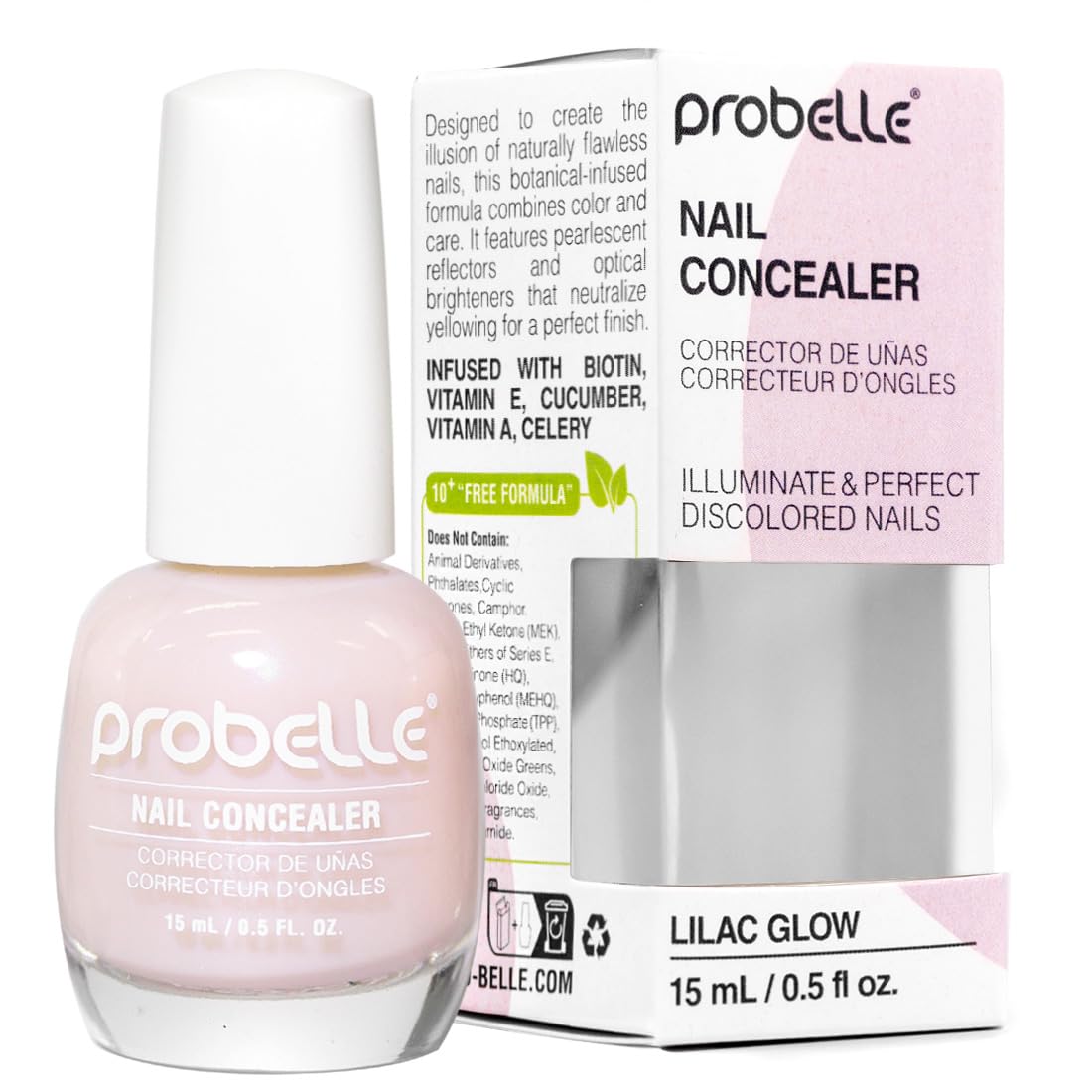 Probelle concealer-ongles illuminant dans son flacon, prêt à corriger discrètement la couleur.