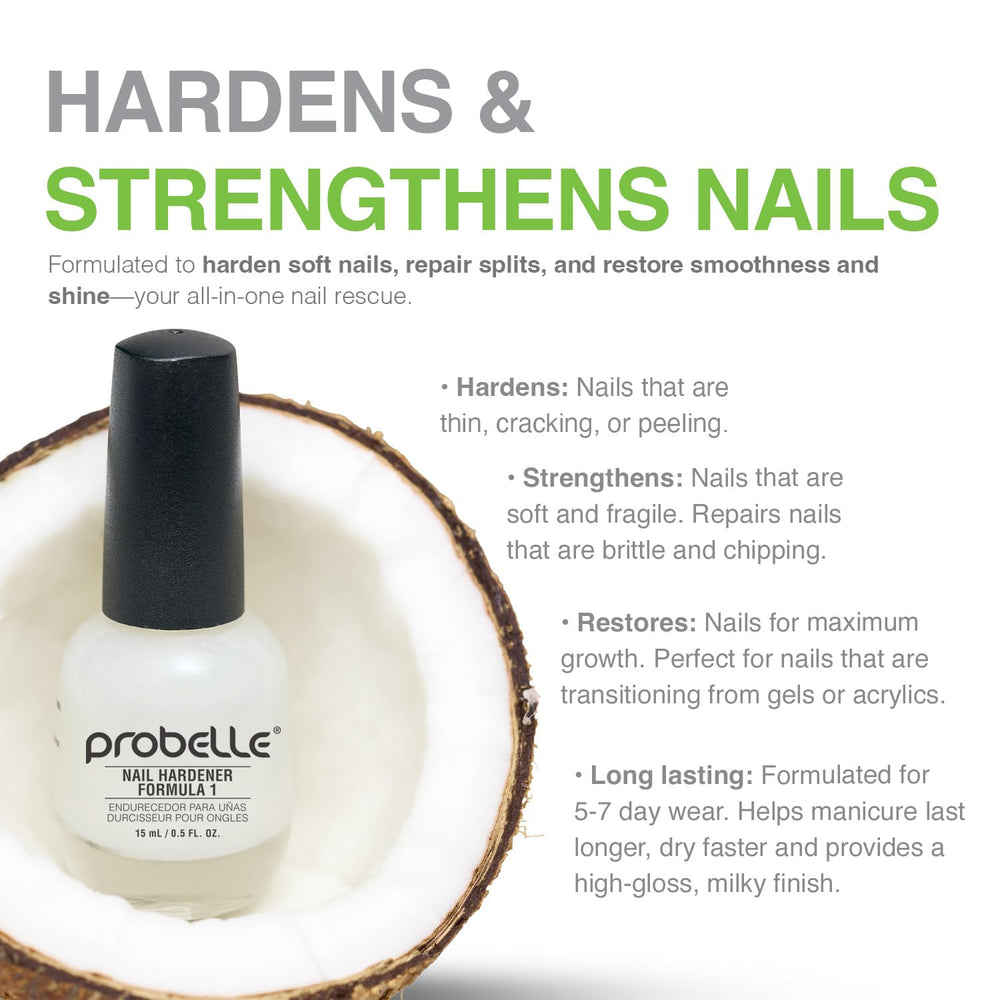 Probelle Renforçant d’Ongles Formule 1 — couche supérieure lisse et brillante.