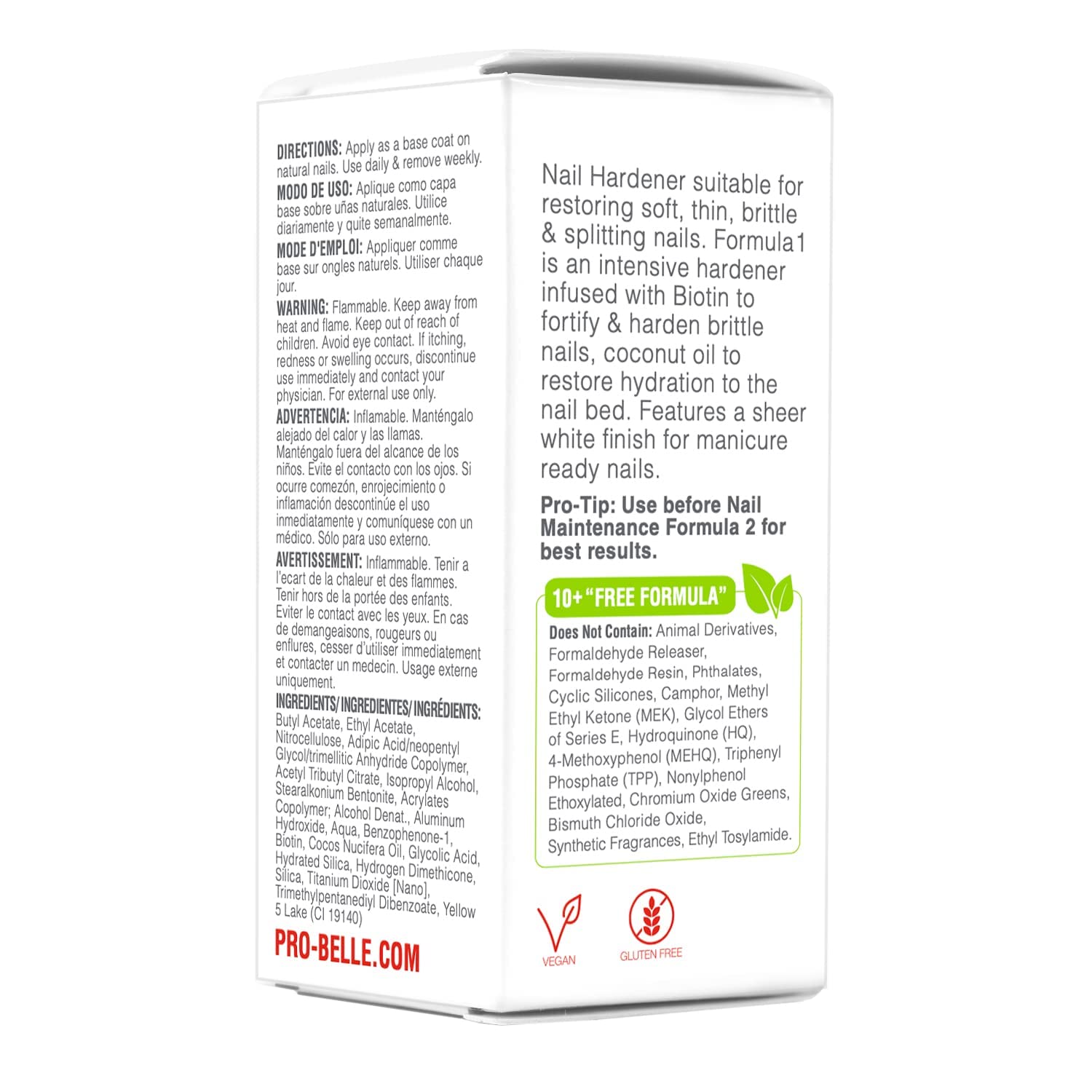Probelle Renforçant d’Ongles Formule 1 — sans formaldéhyde.