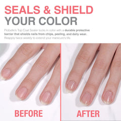 Probelle Top Coat Sealer barriere transparente prolonge la vie des ongles.