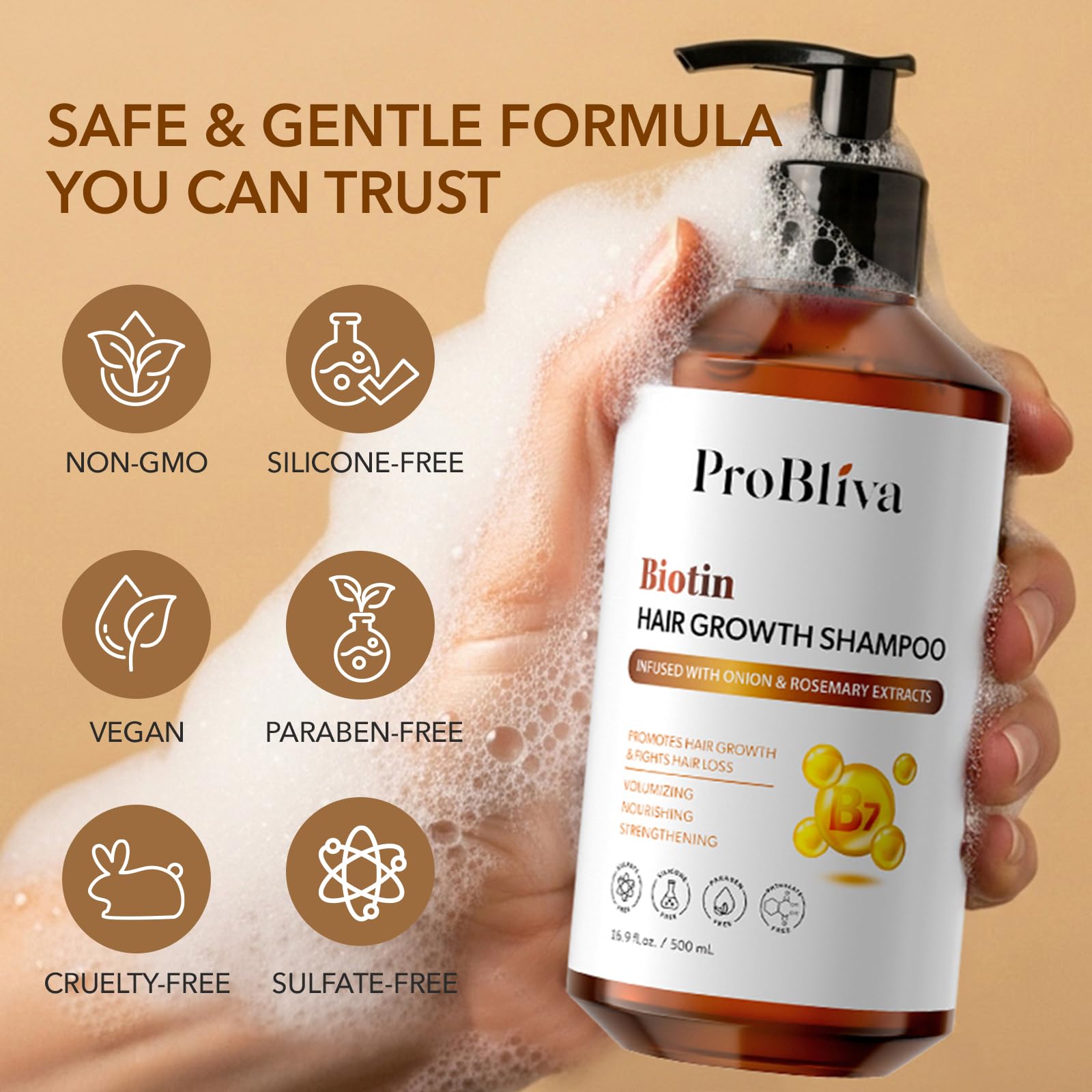 ProBliva Mousse légère de Shampoing : nettoyage efficace sans lourdeur.