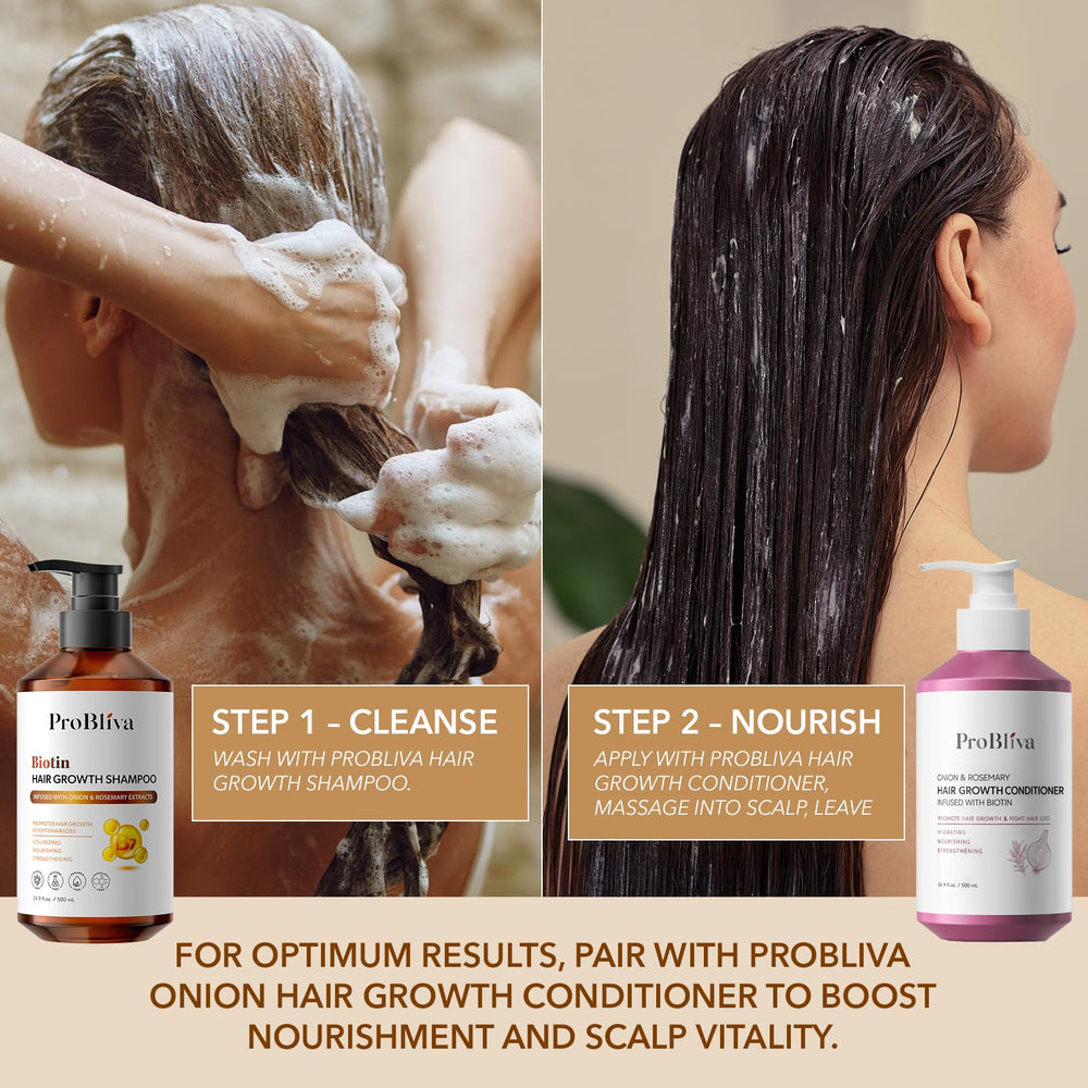 ProBliva Shampoing Biotine Romarin – convient cheveux colorés grâce à sa formule sans sulfate.