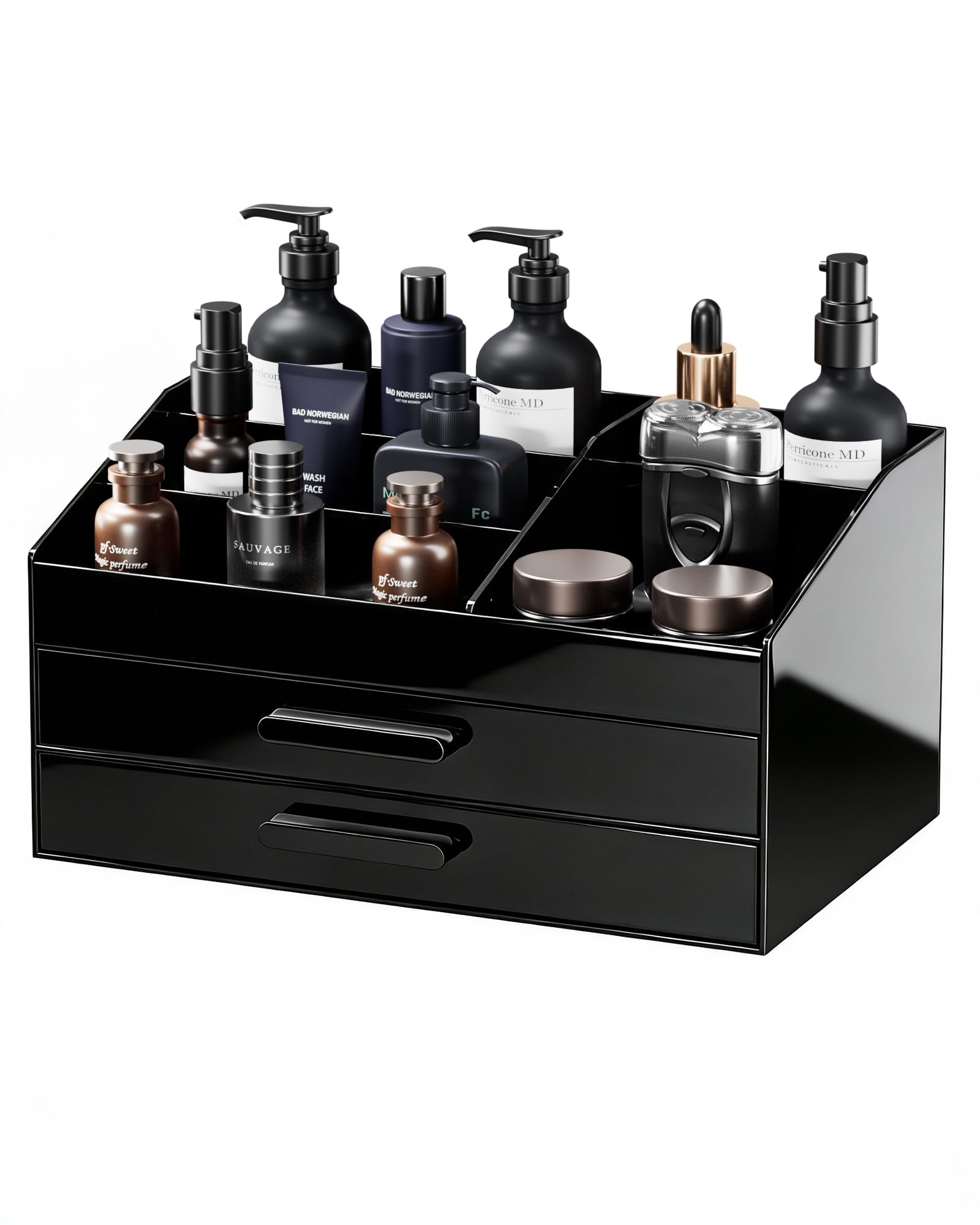 ProCase Cologne Organizer noir – vue générale élégante et pratique sur le comptoir.