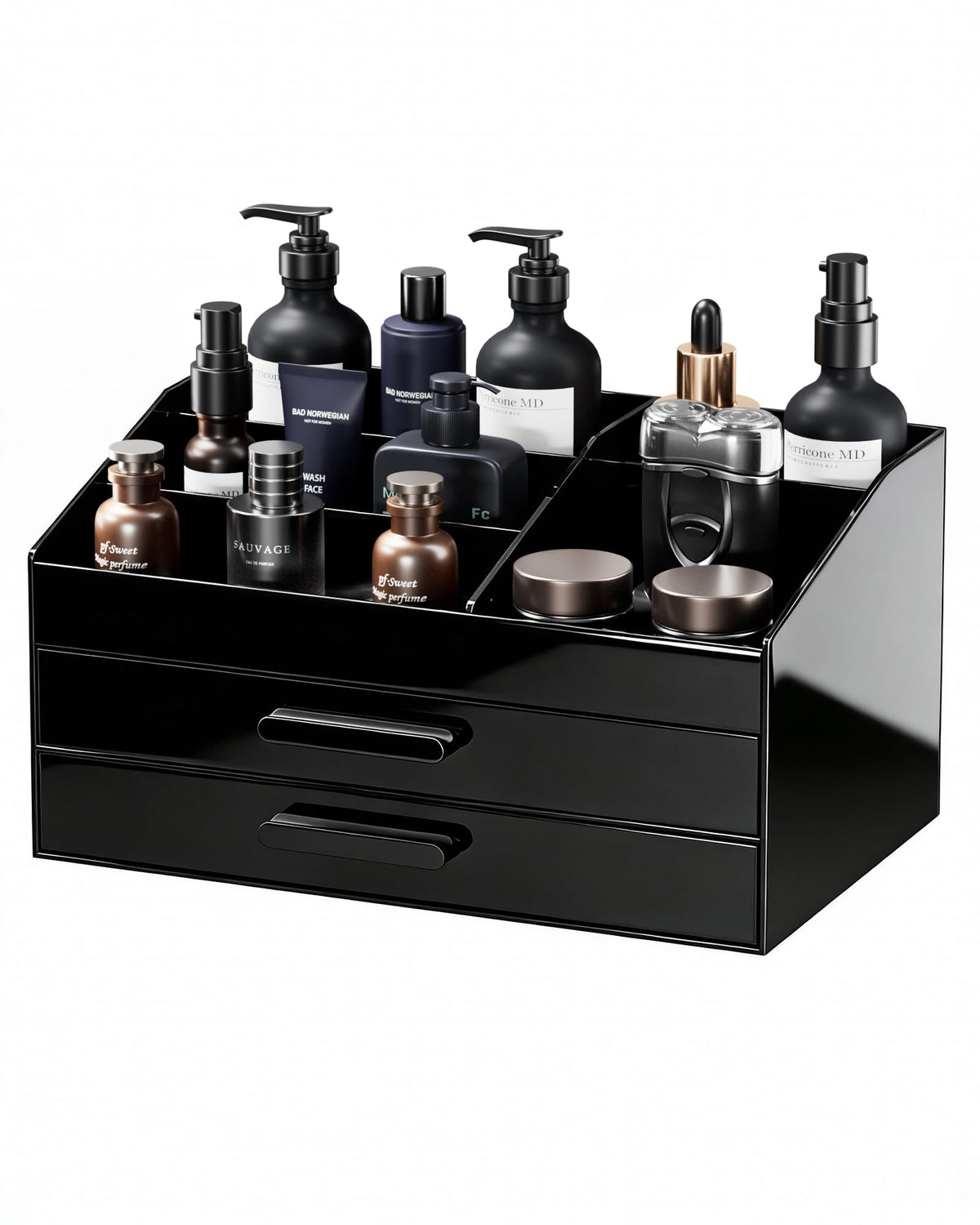 ProCase Cologne Organizer noir – vue générale élégante et pratique sur le comptoir.