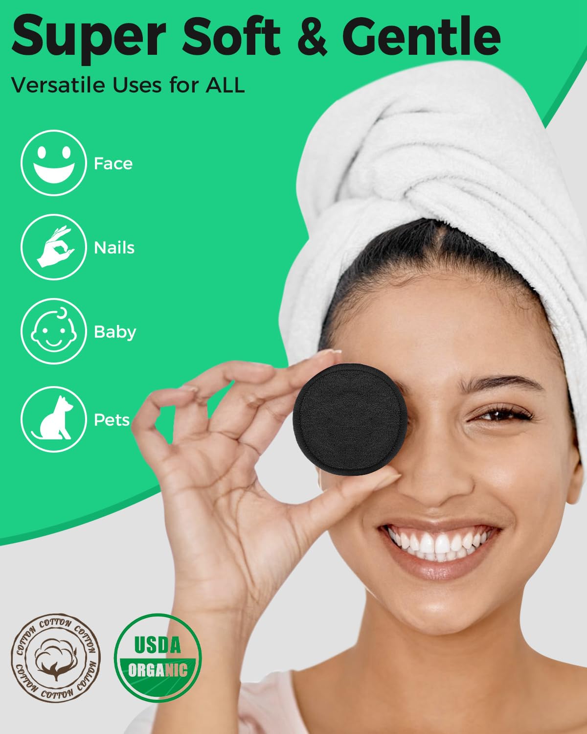 Prociv double-face coton-bambou offre un nettoyage en douceur et efficace.