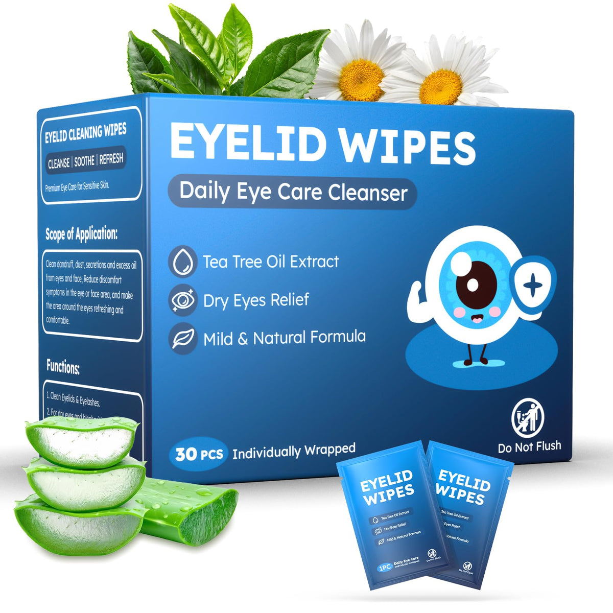 ProCIV lingettes paupiere prehumidifiees emballage: nettoyage quotidien pratique sans rinçage.