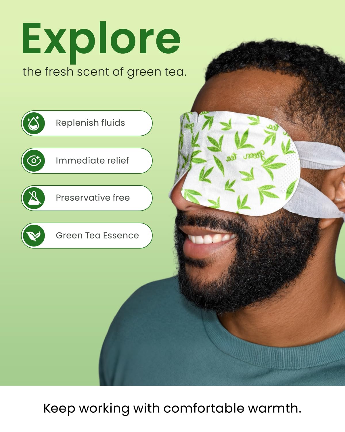 ProCIV masque yeux vapeur, tissu doux et élastique, ajuste confortablement tous les visages.