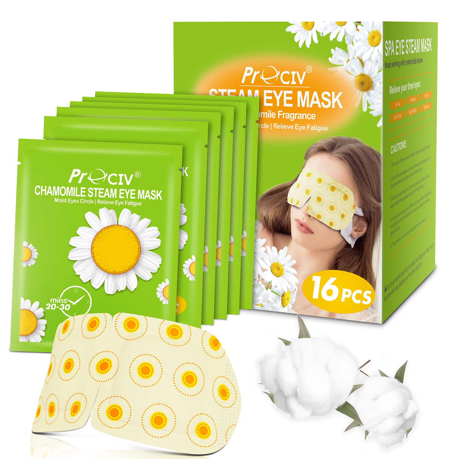 ProCIV masque yeux vapeur prêt à offrir une détente immédiate dans son emballage