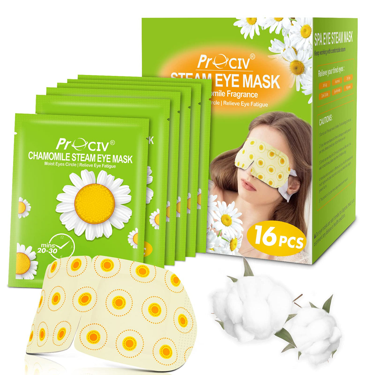 ProCIV masque yeux vapeur prêt à offrir une détente immédiate dans son emballage