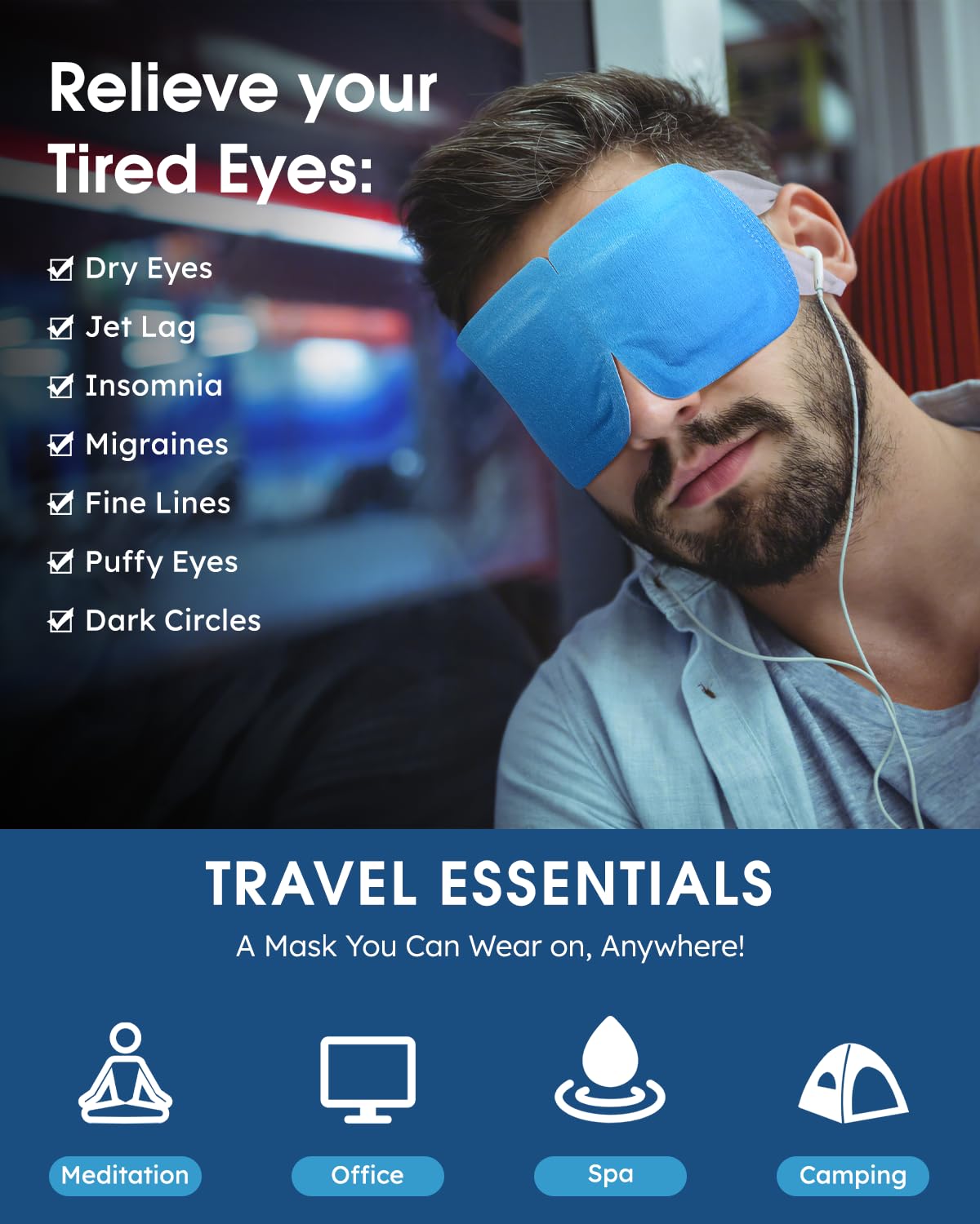 Masque oculaire vapeur ProCIV, chaleur douce pour soulager la fatigue oculaire