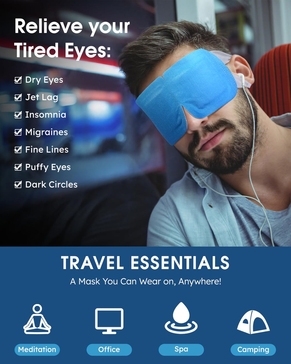 Masque oculaire vapeur ProCIV, chaleur douce pour soulager la fatigue oculaire