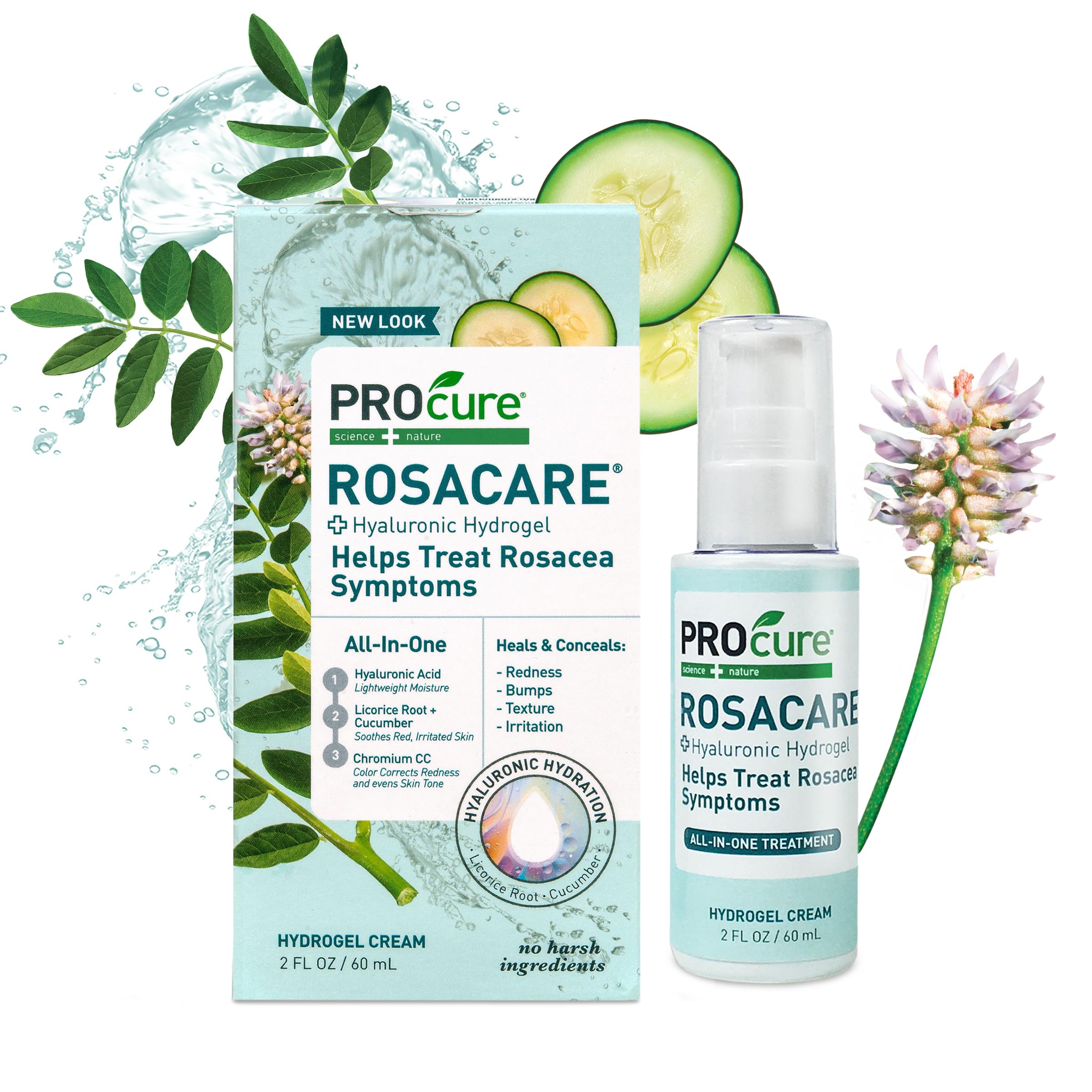 PROcure Rosacare CC Hydrogel – bouteille prête à l’emploi pour apaiser les rougeurs.