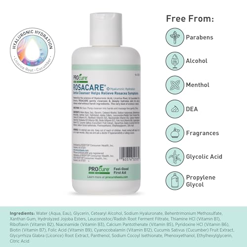 PROcure Rosacare Nettoyant Doux — aperçu des ingrédients clés.