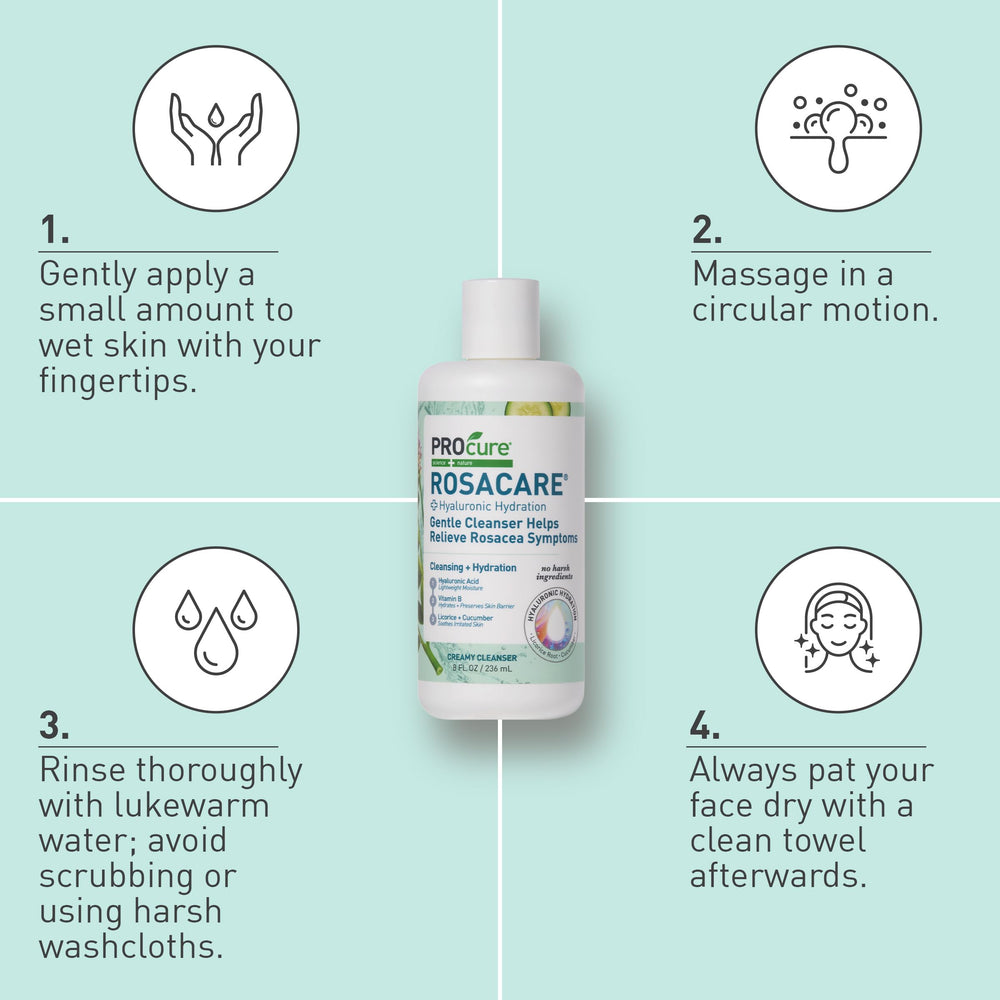 PROcure Rosacare Nettoyant Doux avec acide hyaluronique pour hydrater.