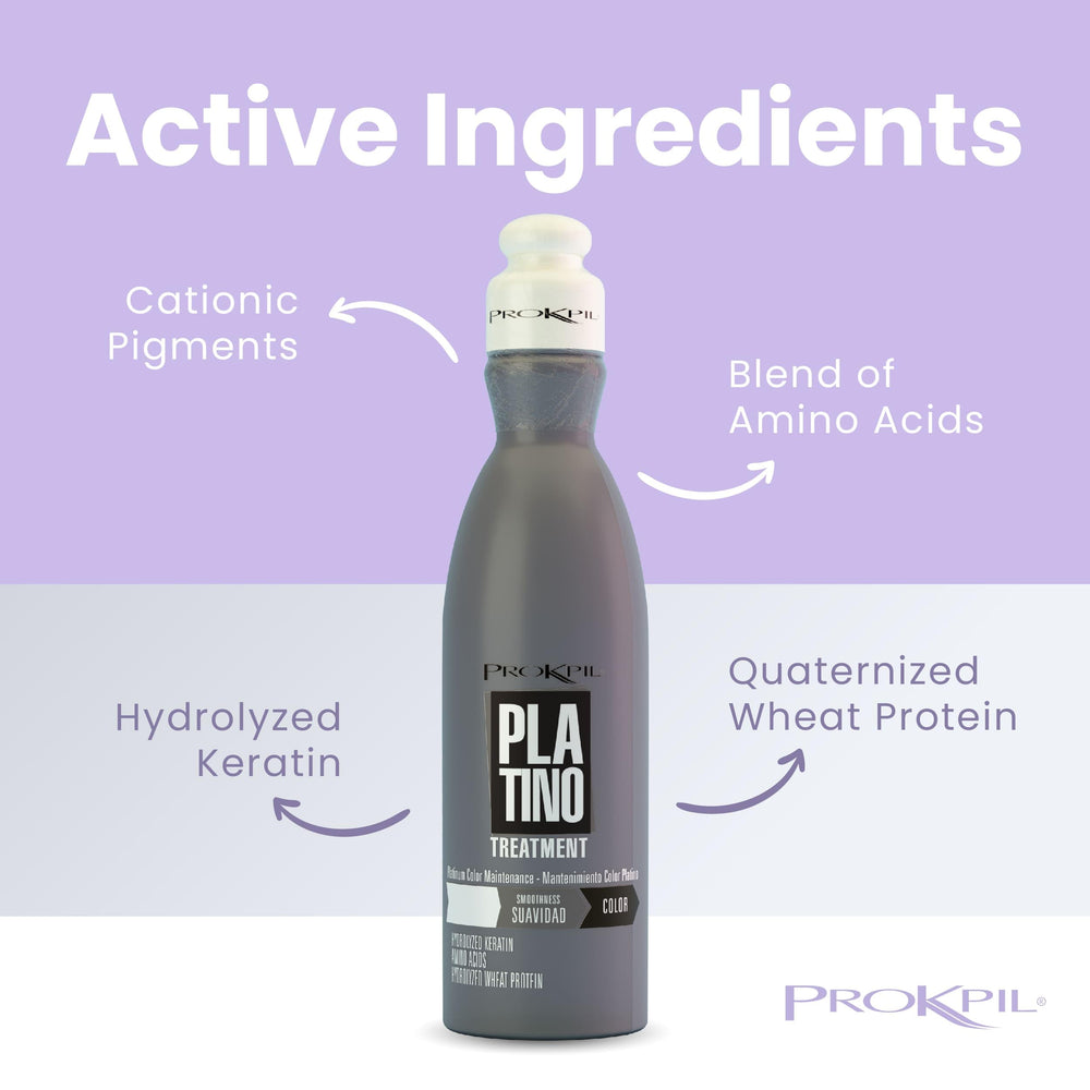 Prokpil soin platine pour cheveux teints, résultats brillants et durablement protégés.