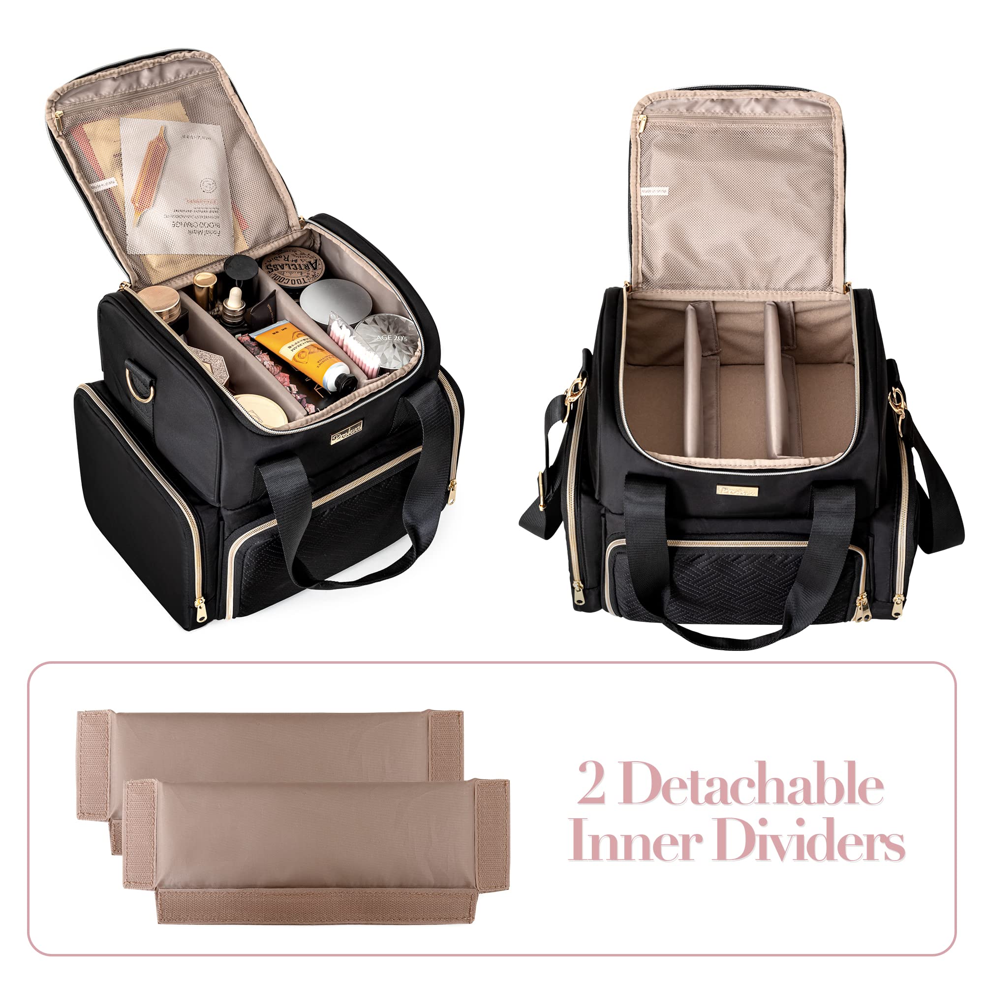 Prokva Grand Sac cosmétique, étui transparent inférieur pour repérer rapidement les articles.