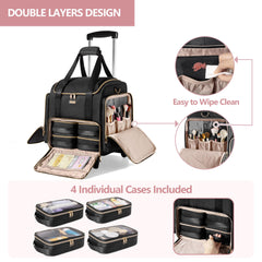 Quatre sacs amovibles Prokva pour classer cosmétiques et pinceaux.