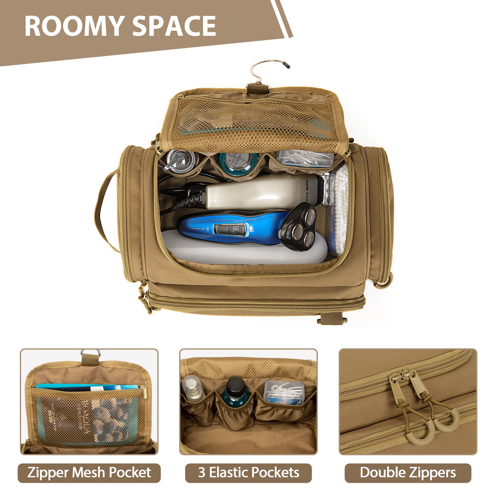 Prokva trousse de toilette intérieur avec poches mesh, rangement organisé
