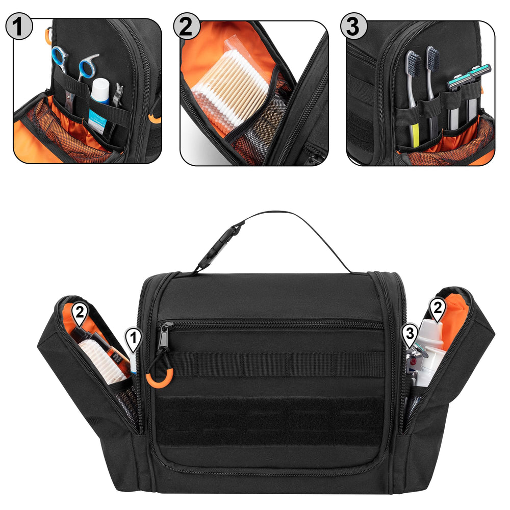 Prokva trousse toilette avec poches et fermetures frontales faciles d'accès.