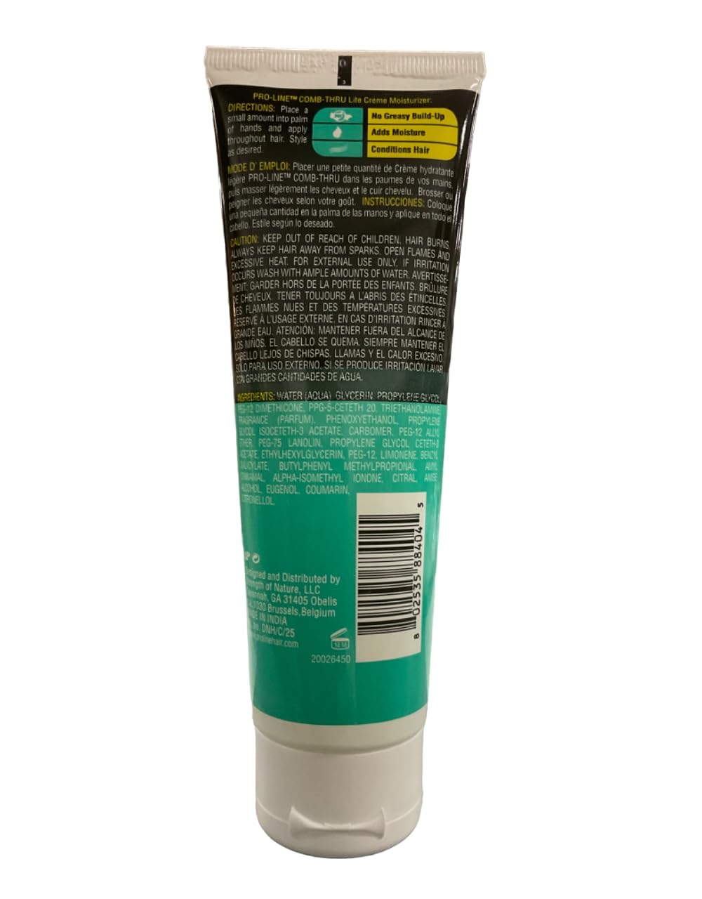 PROLINE Comb-Thru Lite-Crème en action sur les cheveux, application facile.