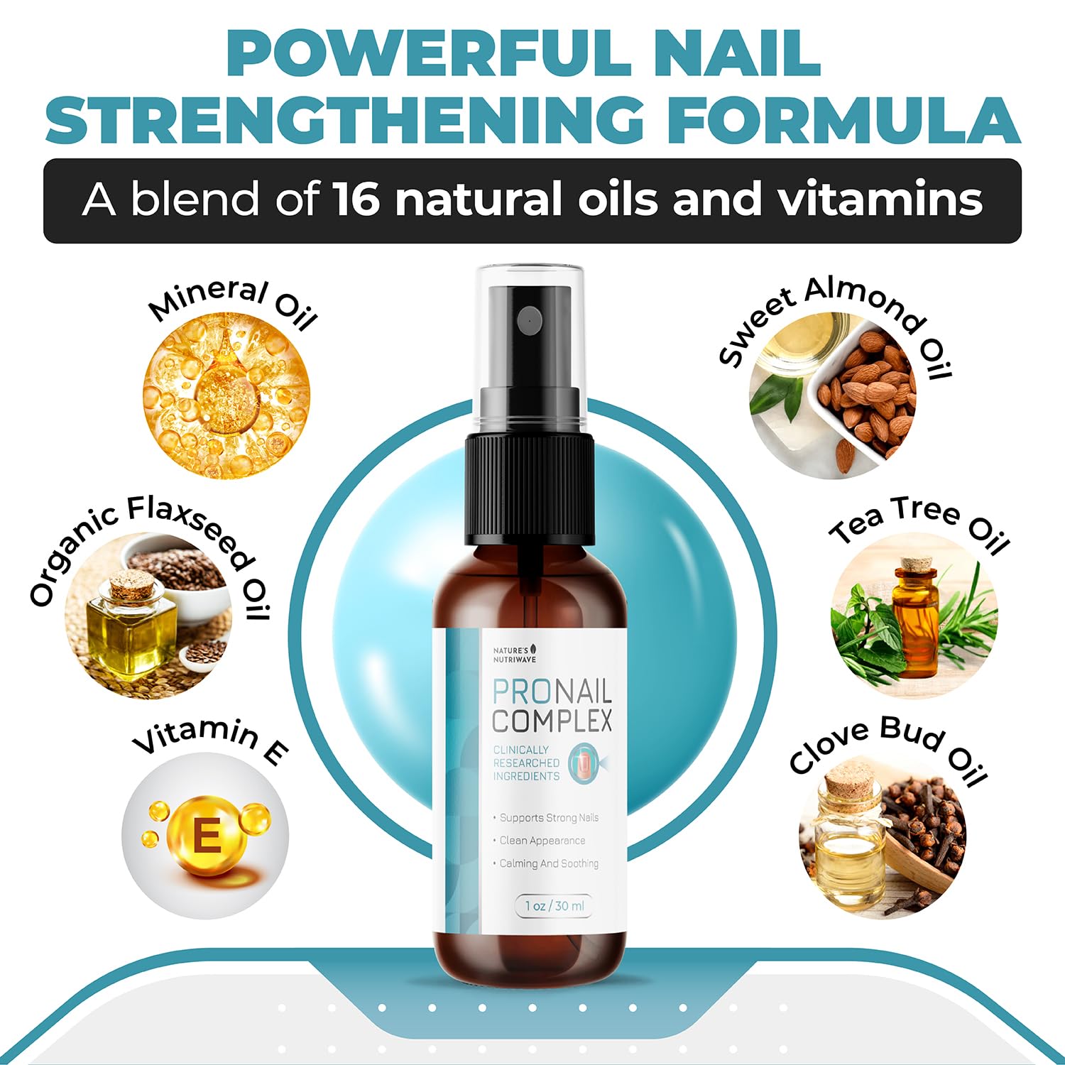 Nature’s NutriWave PronailComplex ingrédients naturels pour nourrir et protéger les ongles.