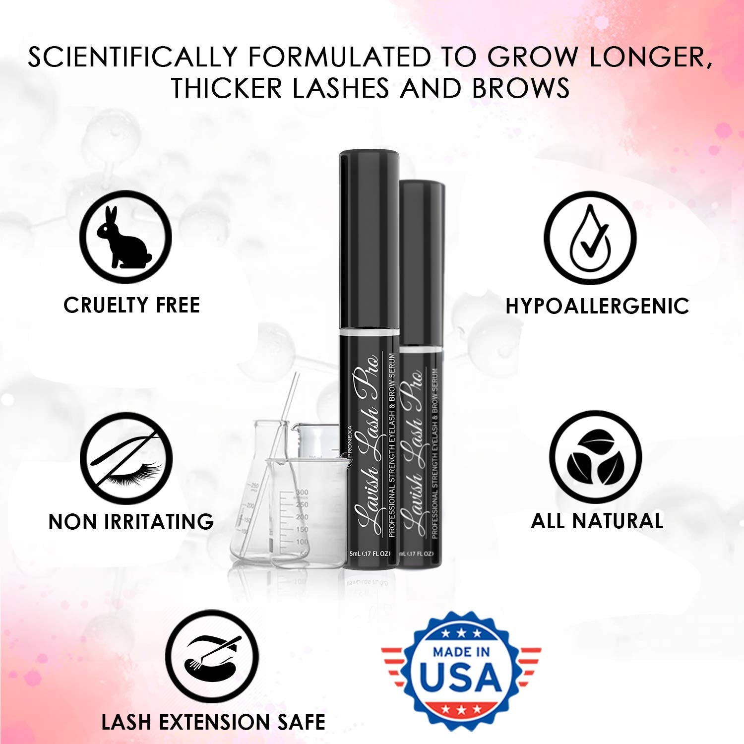 Pronexa Lavish Lash Pro, sourcils plus épais après une utilisation régulière.