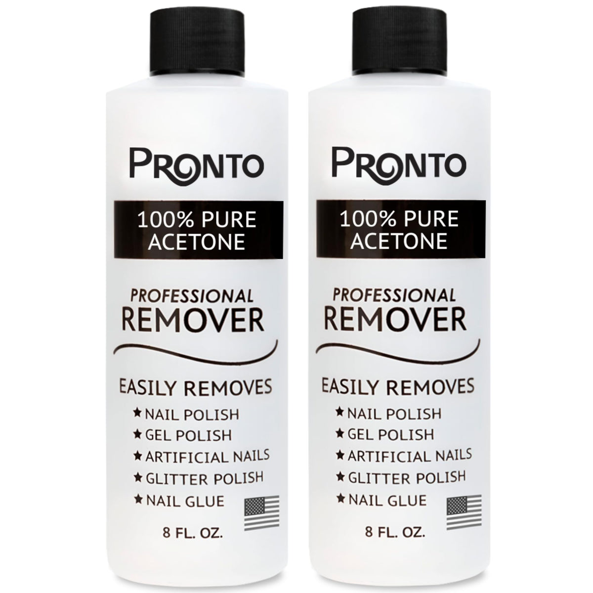 Bouteille Pronto 240 ml d’acétone pour enlever le vernis.