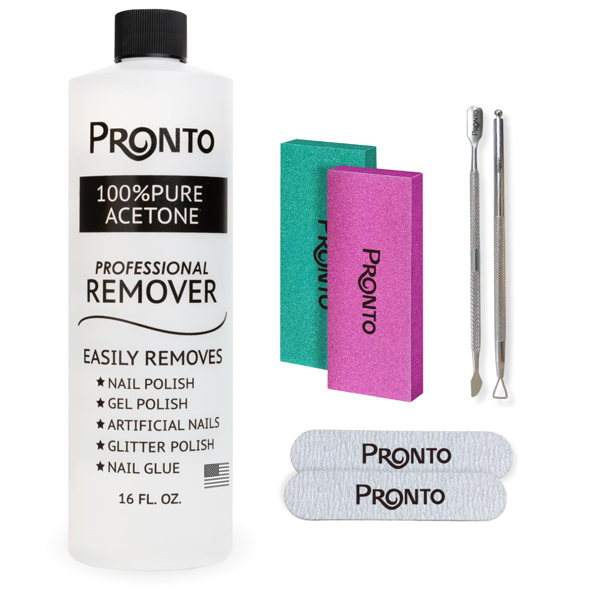 Pronto Acétone pur 16 onces, décolle facilement vernis et gels.