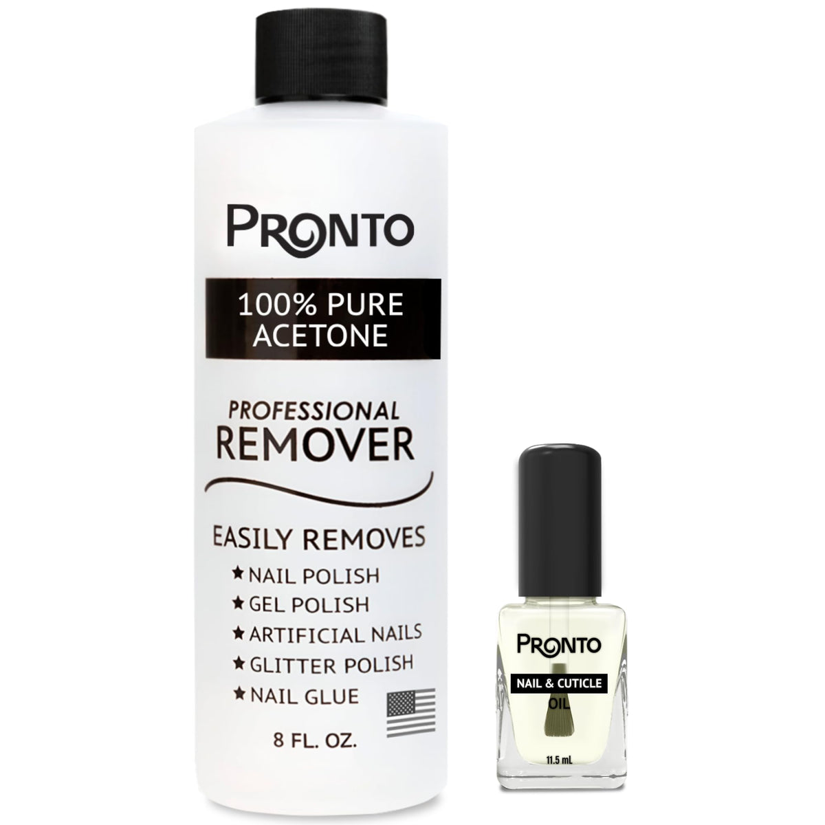 Pronto Acétone Pure 8 oz – bouteille pratique pour démaquiller rapidement le vernis.