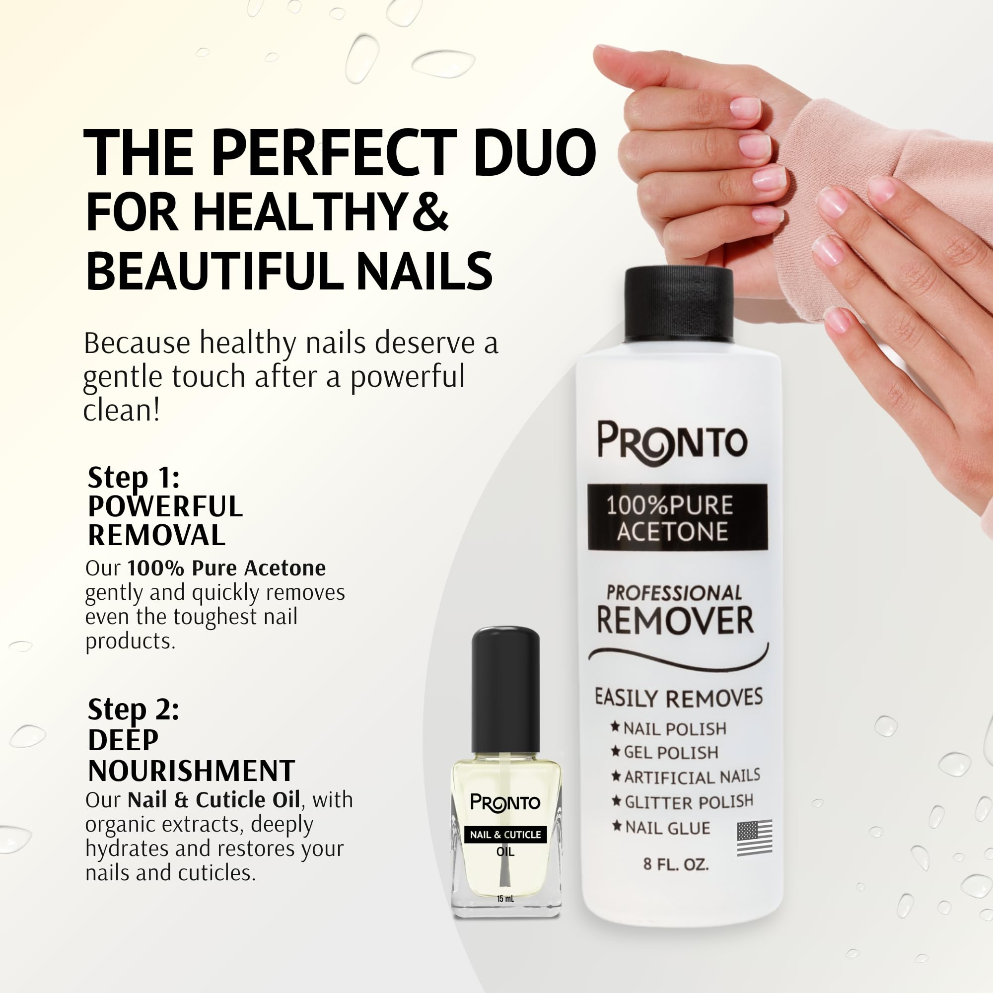 Pronto Dissolvant Vernis Gel et Acrylique – retire facilement les couches épaisses.