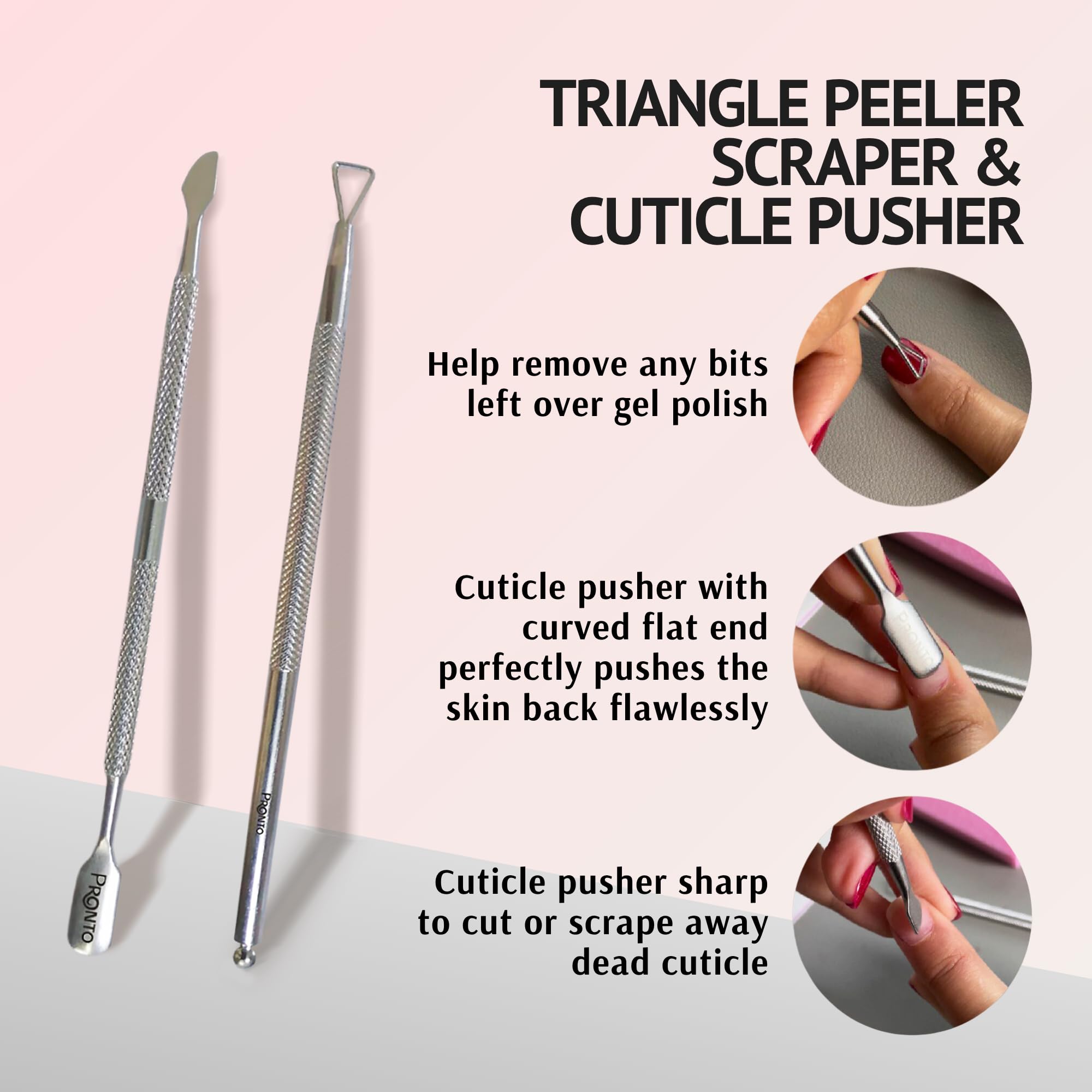 Pronto grattoir-cuticules acier pour nettoyer les contours