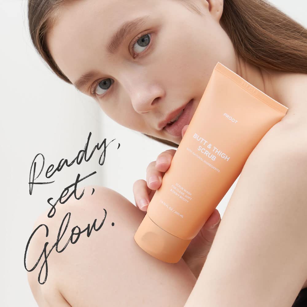 PROOT Butt Scrub Wash – peau visiblement plus lumineuse et hydratée après usage.