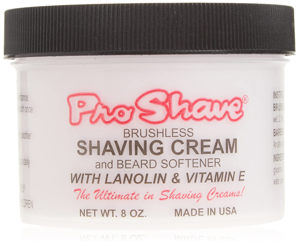 Crème de rasage sans brosse Pro-Shave pour une peau hydratée.