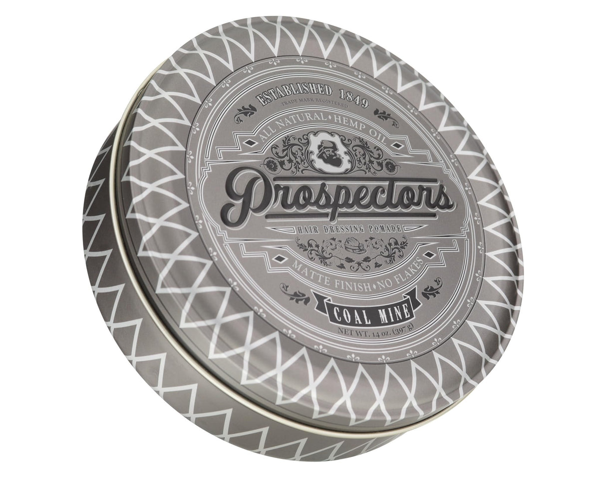 PROSPECTORS Coal Mine Matte Clay, boîte-14oz, tenue moyenne et fini mate pour cheveux naturels.
