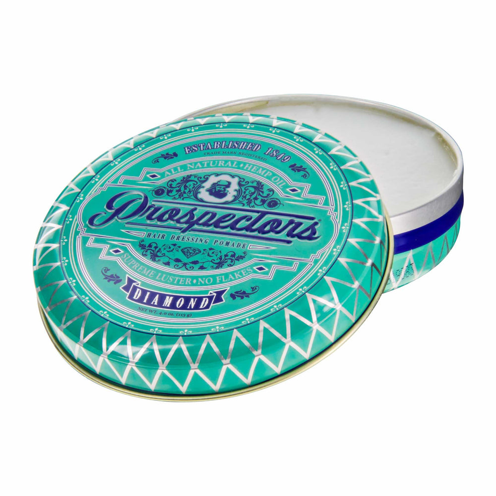 Brillance subtile de PROSPECTORS Diamond Hair Pomade pour un look soigné.