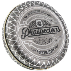 Pot de pomade Prospectors Mine de Charbon; finition mate et tenue moyenne pour toute la journée.