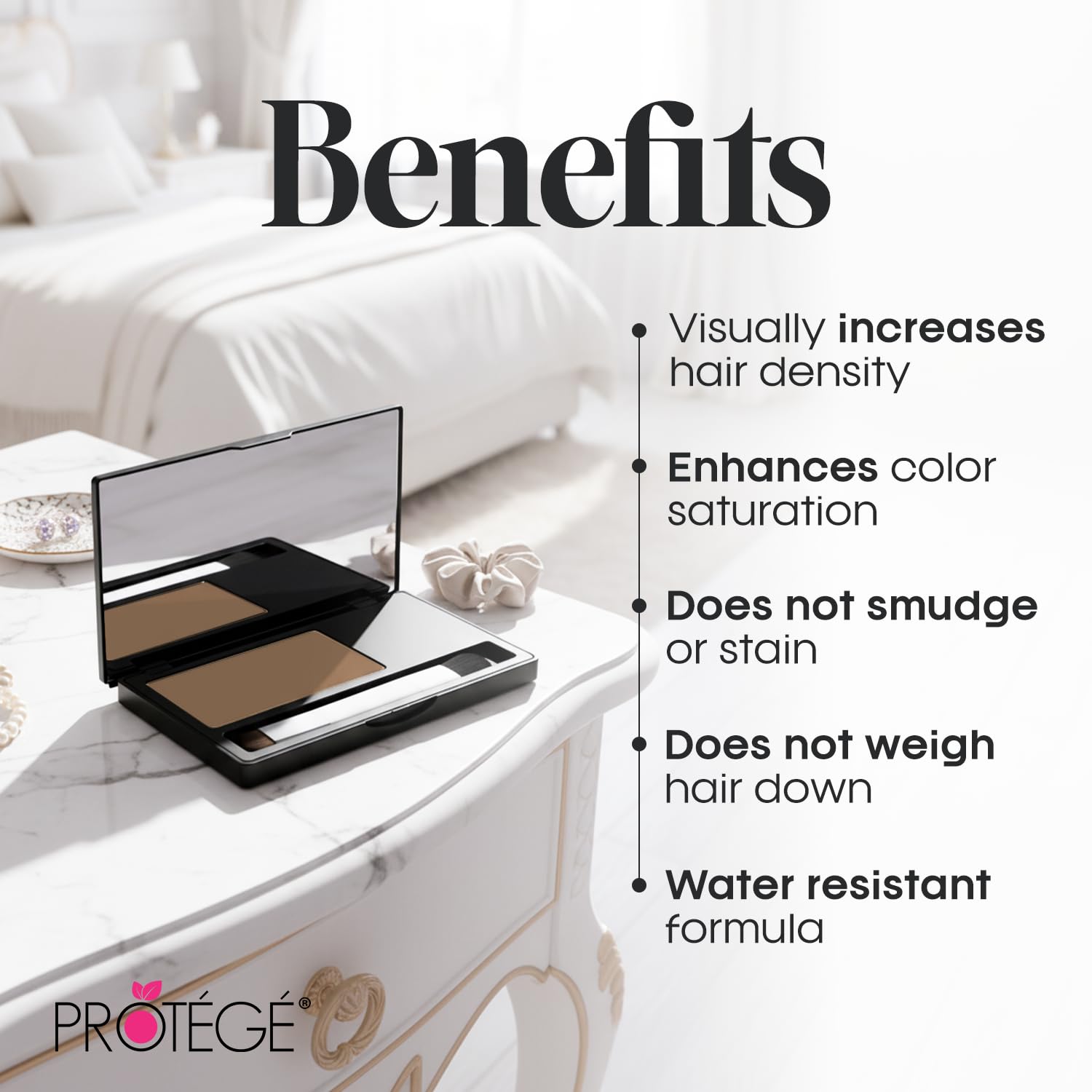PROTÉGÉ Premium Poudre à fini naturel s'adapte parfaitement à vos cheveux.