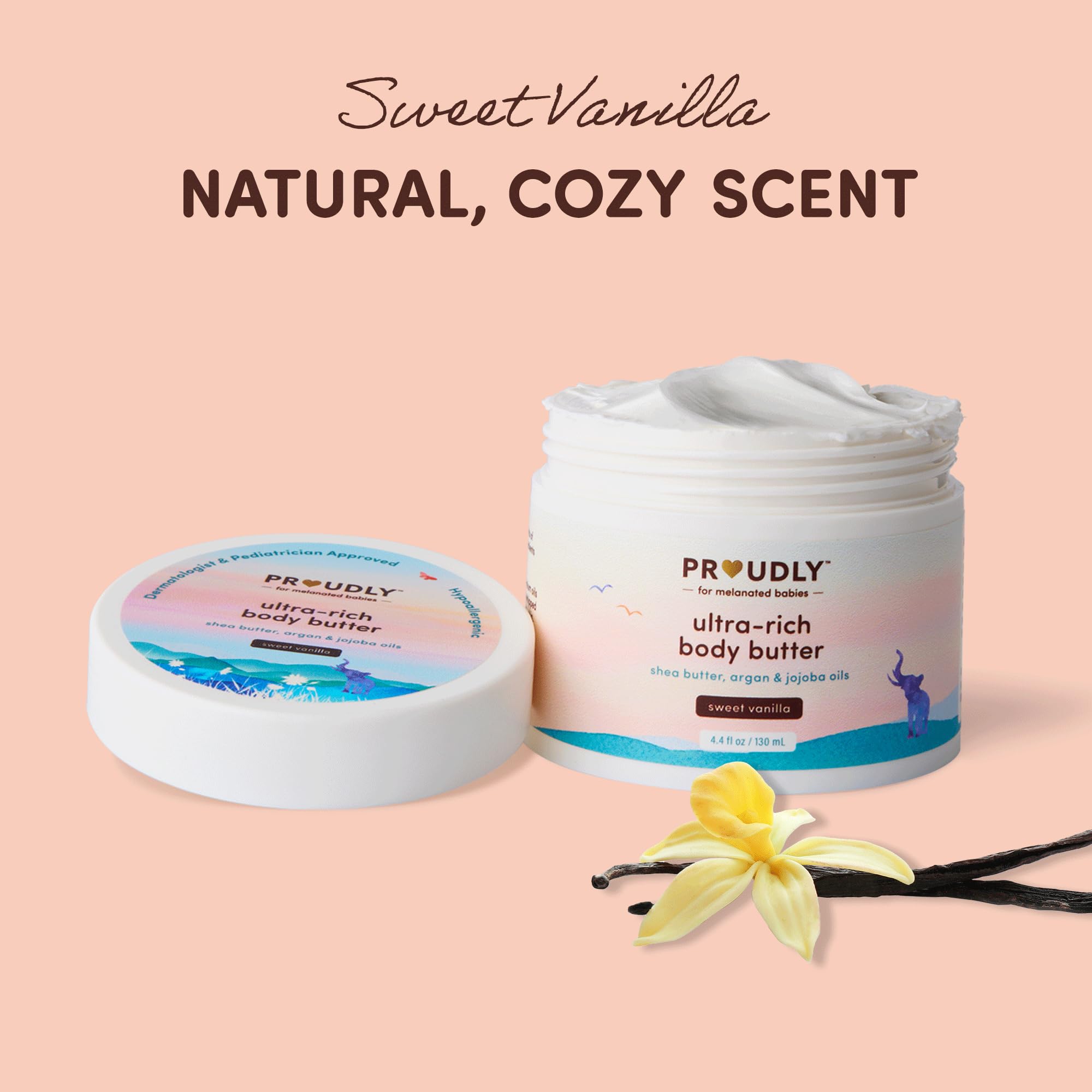 PROUDLY Ultra-Rich Body Butter – arôme vanille douce, sensation réconfortante.