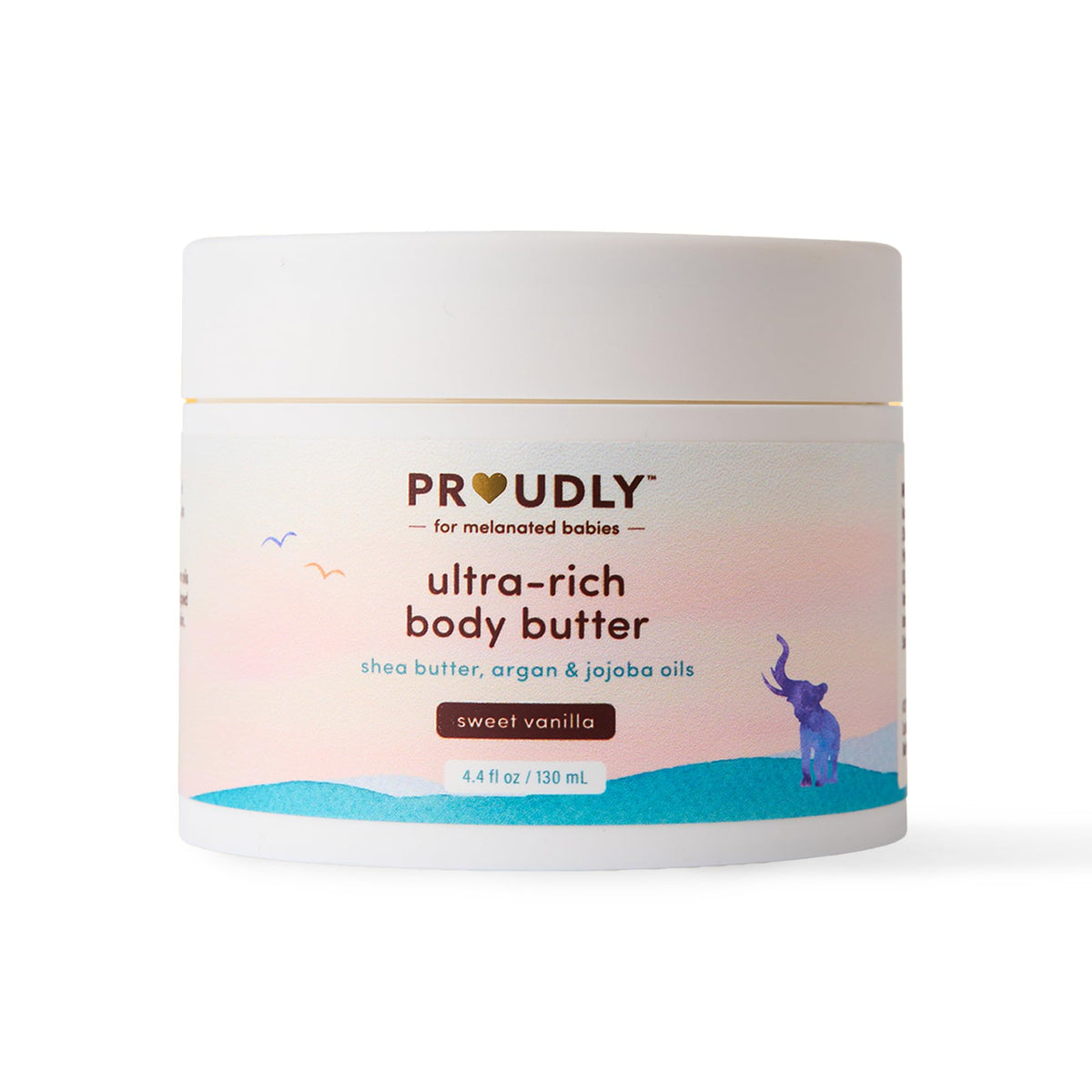 PROUDLY Ultra-Rich Body Butter – emballage élégant pour une utilisation familiale pratique.