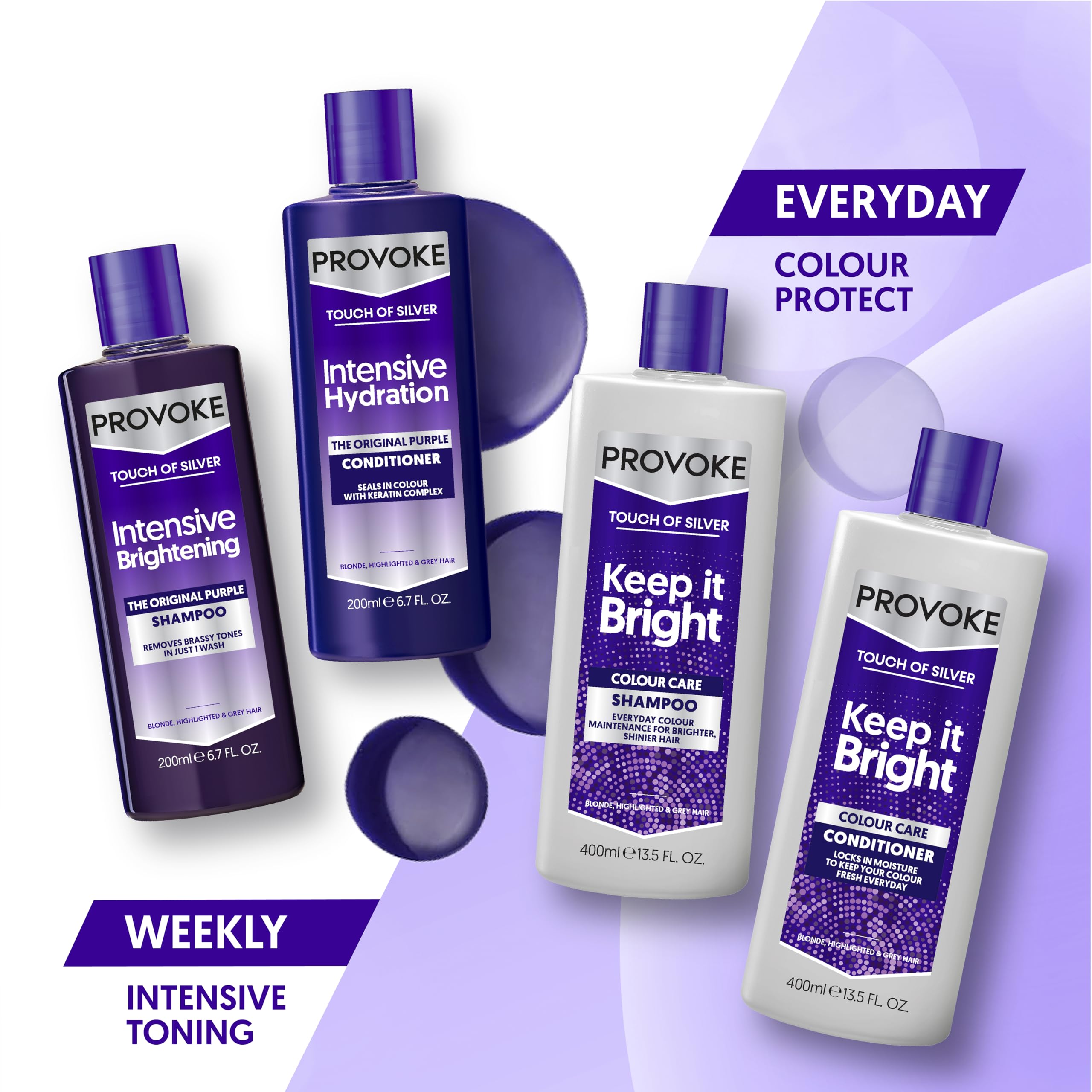 PROVOKE Touch of Silver – rinçage facile laissant une sensation de fraîcheur.